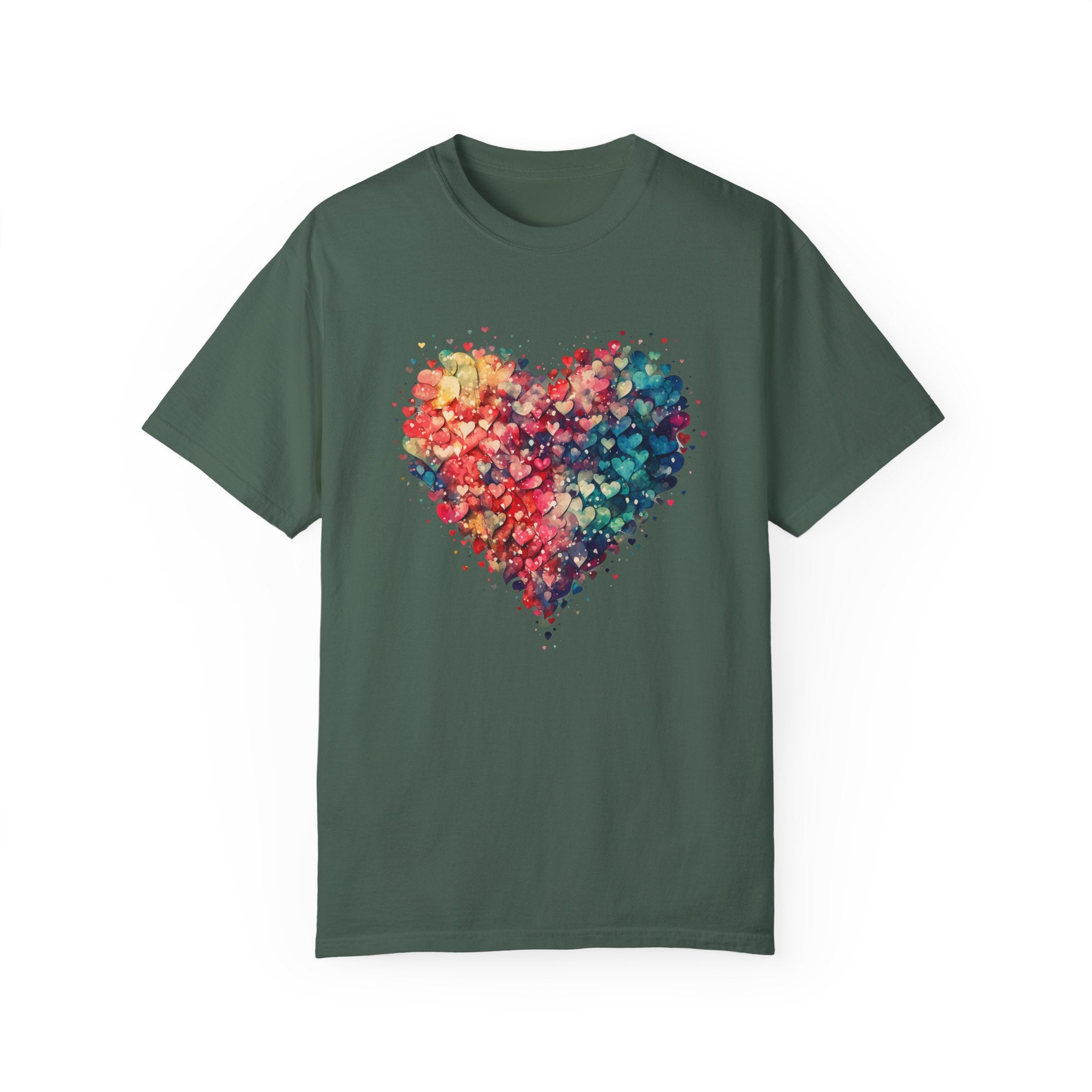 Valentines Watercolor Hearts Shirt, Comfort Color Valentines Day Shirt, Womens Valentines Day Gift, Cute Heart Valentines Love Shirt