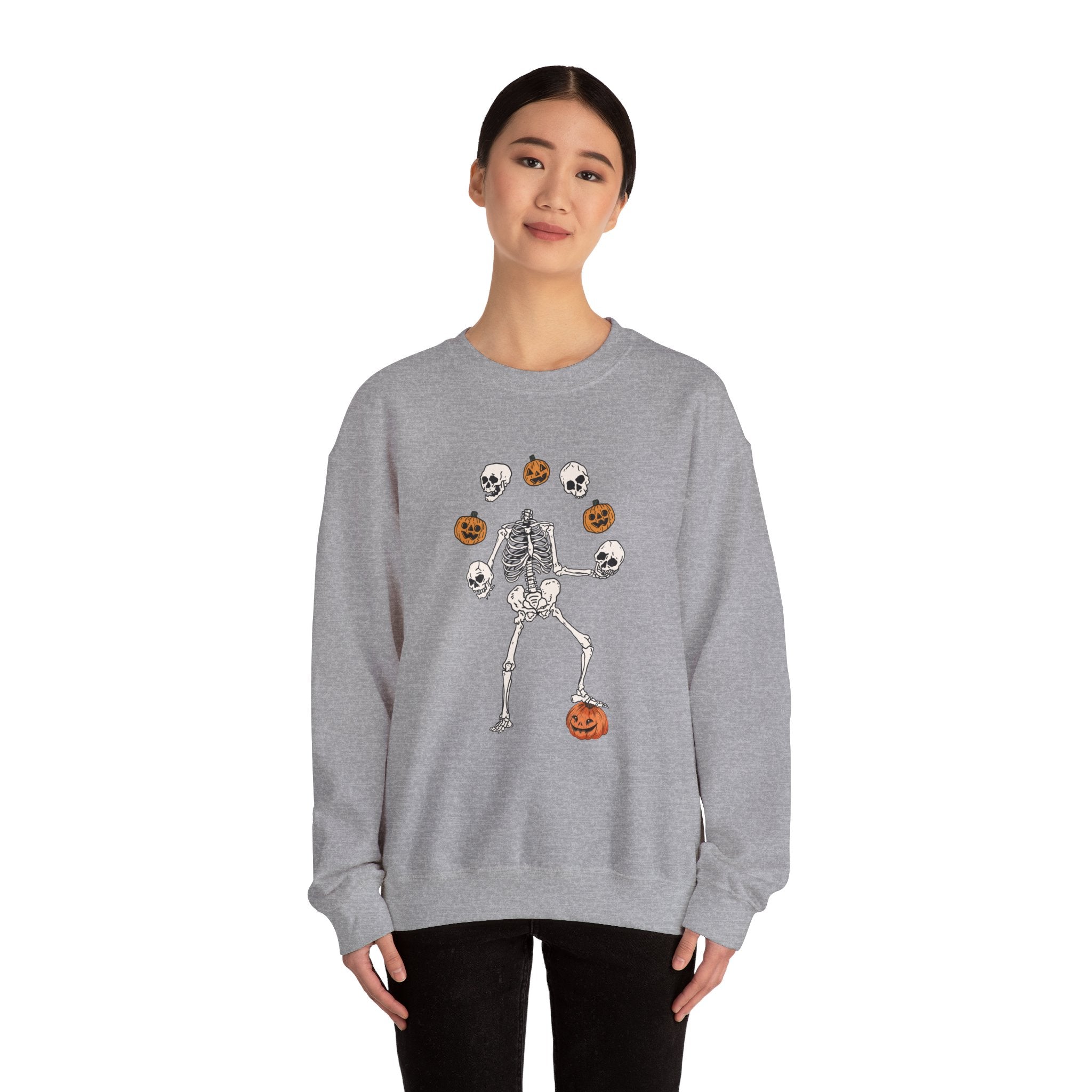 Dancing Skeleton Sweatshirt, Pumpkin Sweater, Pumpkin Skeleton Shirt, Fall Sweatshirt, Halloween Party Sweatshirt, Spooky Season Sweatshirt