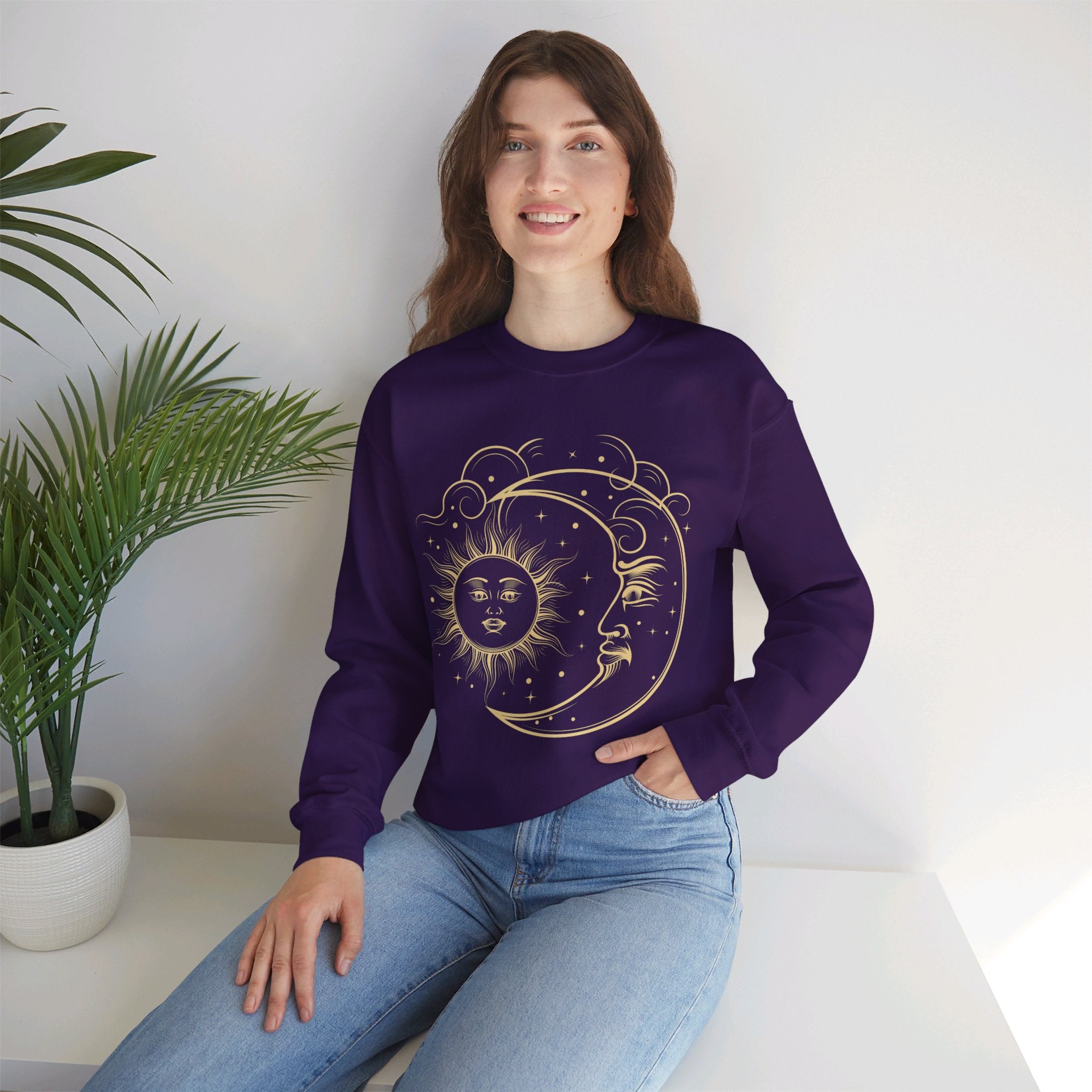 Sun and Moon Crewneck, Celestial Sweatshirt, Boho Sun and Moon Shirt, Hippie Hoodie, Retro Shirt, Vintage Style