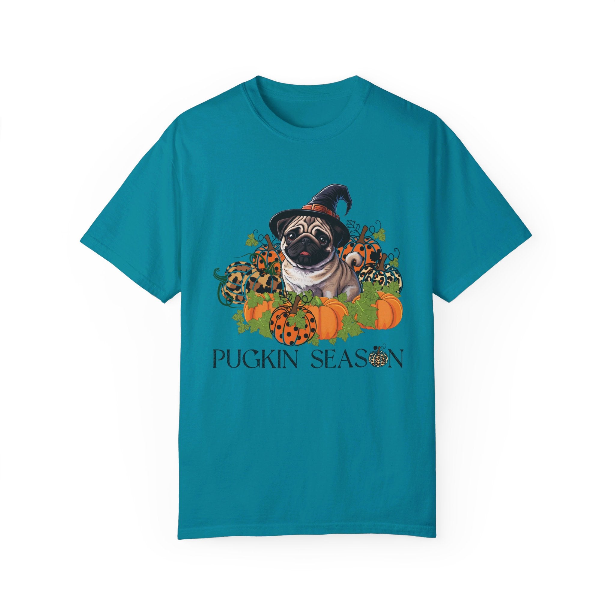 Fall Pug Shirt, Pugkin Season Shirt, Leopard Print Pumpkin T-shirt, Cute Dog Lover Graphic Tee, Halloween Party Gift Tshirt