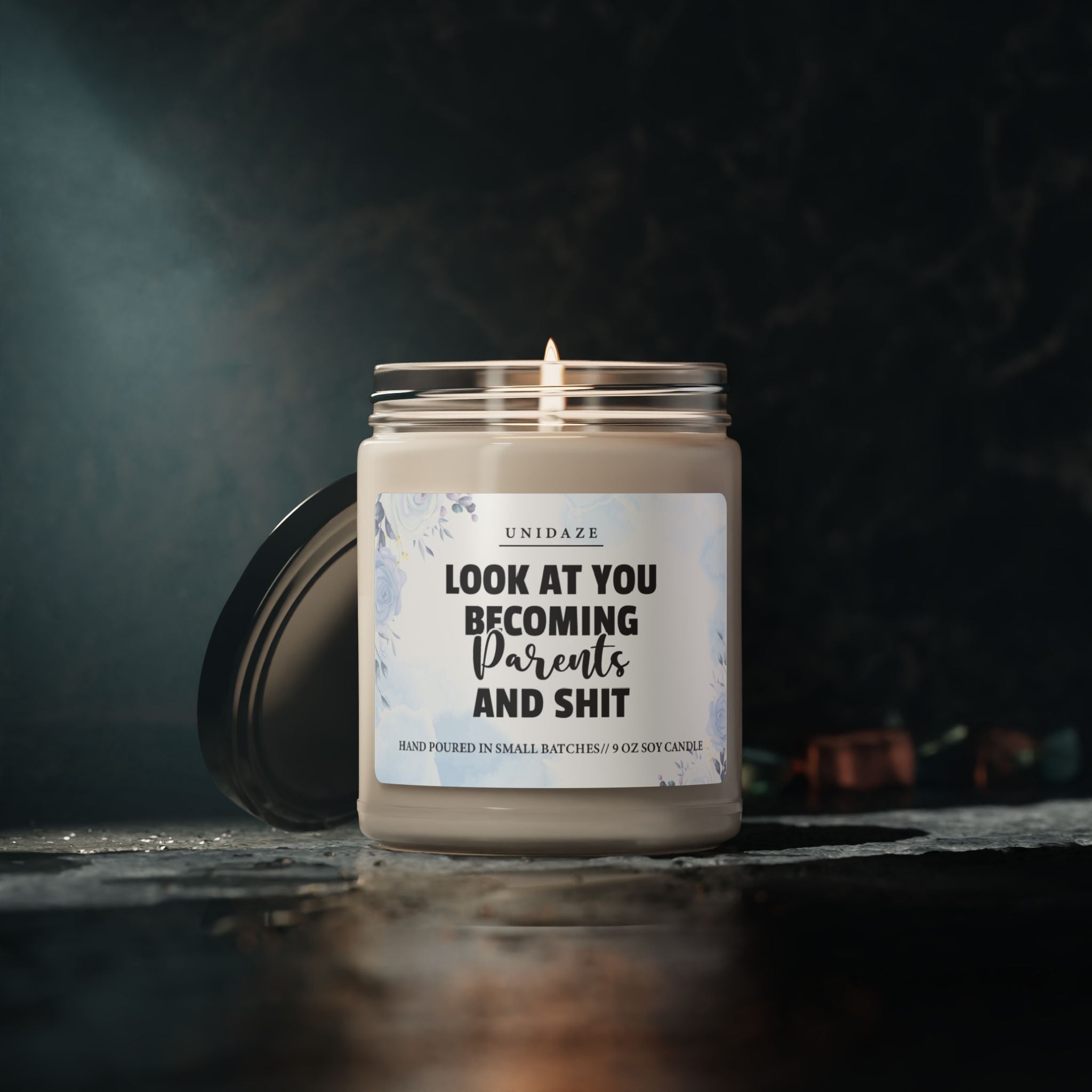 UNIDAZE Look at You Becoming Parents and Shit Candle, New Parents Gift, Funny Baby Shower Gift, First Time Parents Gift, Parents To Be Gift Printify Assembled in the USA Assembled in USA baby shower gift Bio candle gift candle gift box candles cute candle Decor decorative candles Eco-friendly expecting parents gender reveal gift gift for new parents Halloween Holiday Picks Home & Living Home Decor housewarming gift Made in the USA Made in USA new dad mom gift new parent gift parents to be soy wax candle
