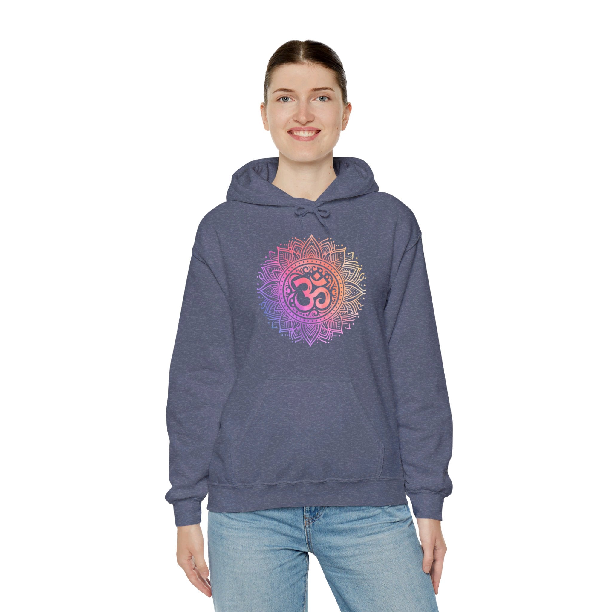 Sri Ohm Mandala Hoodie Om Yoga Meditation Spiritual Shirt Sacred Geometry Boho Unisex Hooded Flleece Sweatshirt