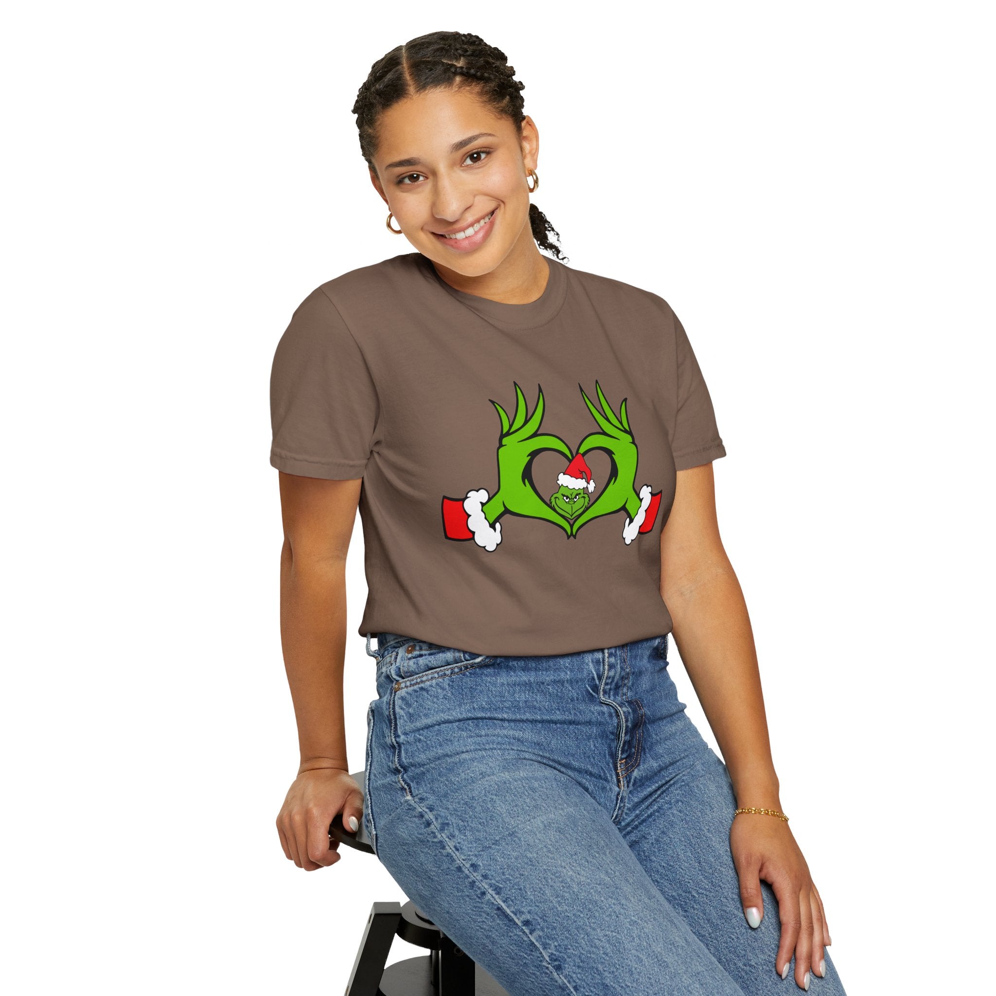 Grinch Heart Hands Graphic Tees, Grinch T-Shirt, Christmas Shirt, Xmas Clothing, Holiday T Shirts, Christmas Gifts, Christmas Party Shirt, Grinchmas T-shirt