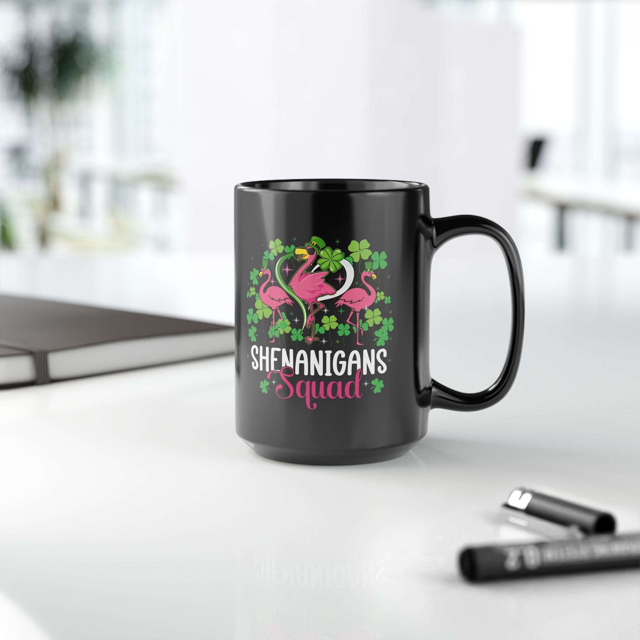 Shenanigan Squad Irish Flamingo Coffee Mug,  St Patricks Day Bird Animal Mug, Coffee Lover Gifts, Flamingo Lover Gift, Flamingo Gifts