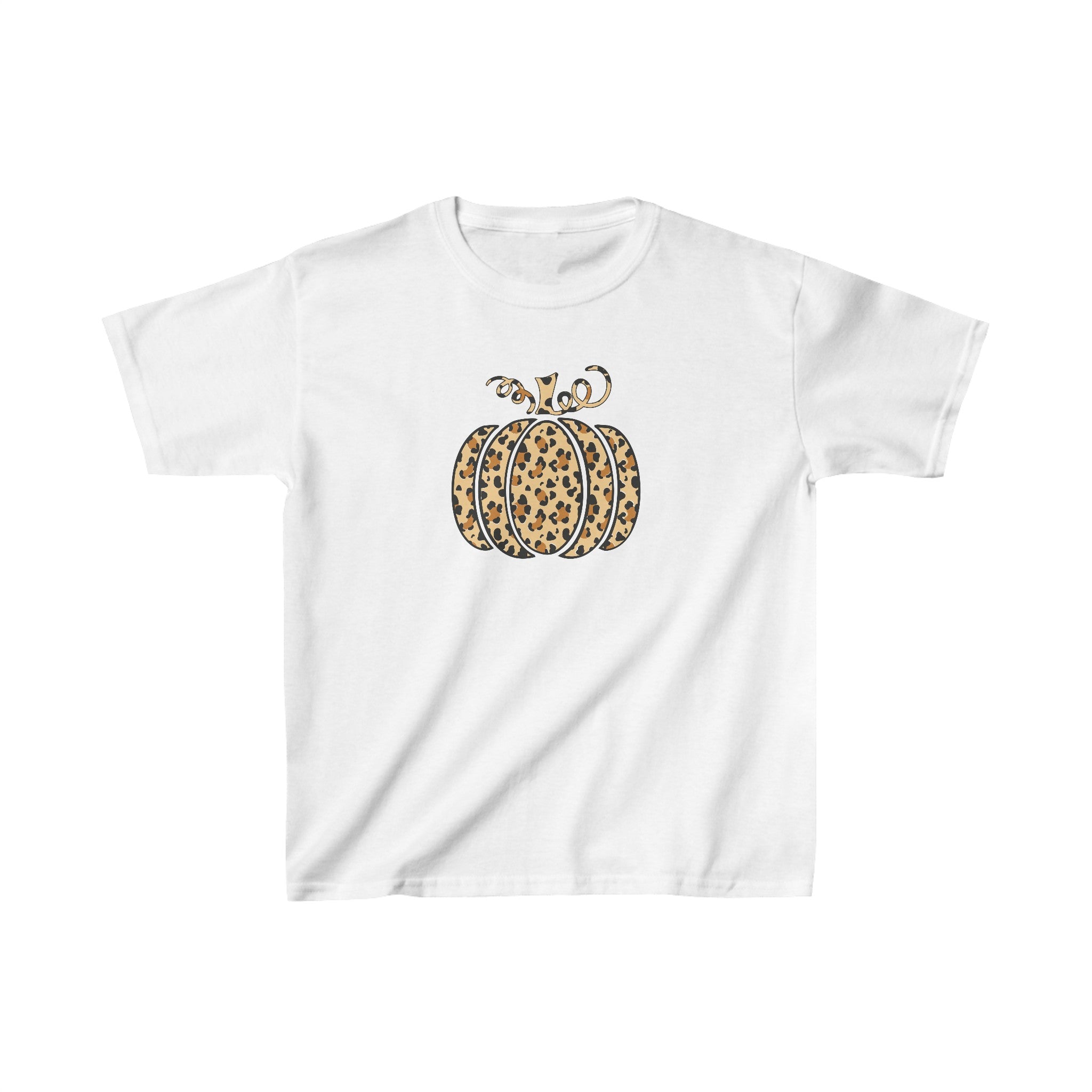 Kids Leopard Pumpkin Shirt, Cheetah Pumpkin Shirt, Thanksgiving Shirt, Thankful Shirt, Thanksgiving Leopard Pattern Pumpkin Kids T-Shirt