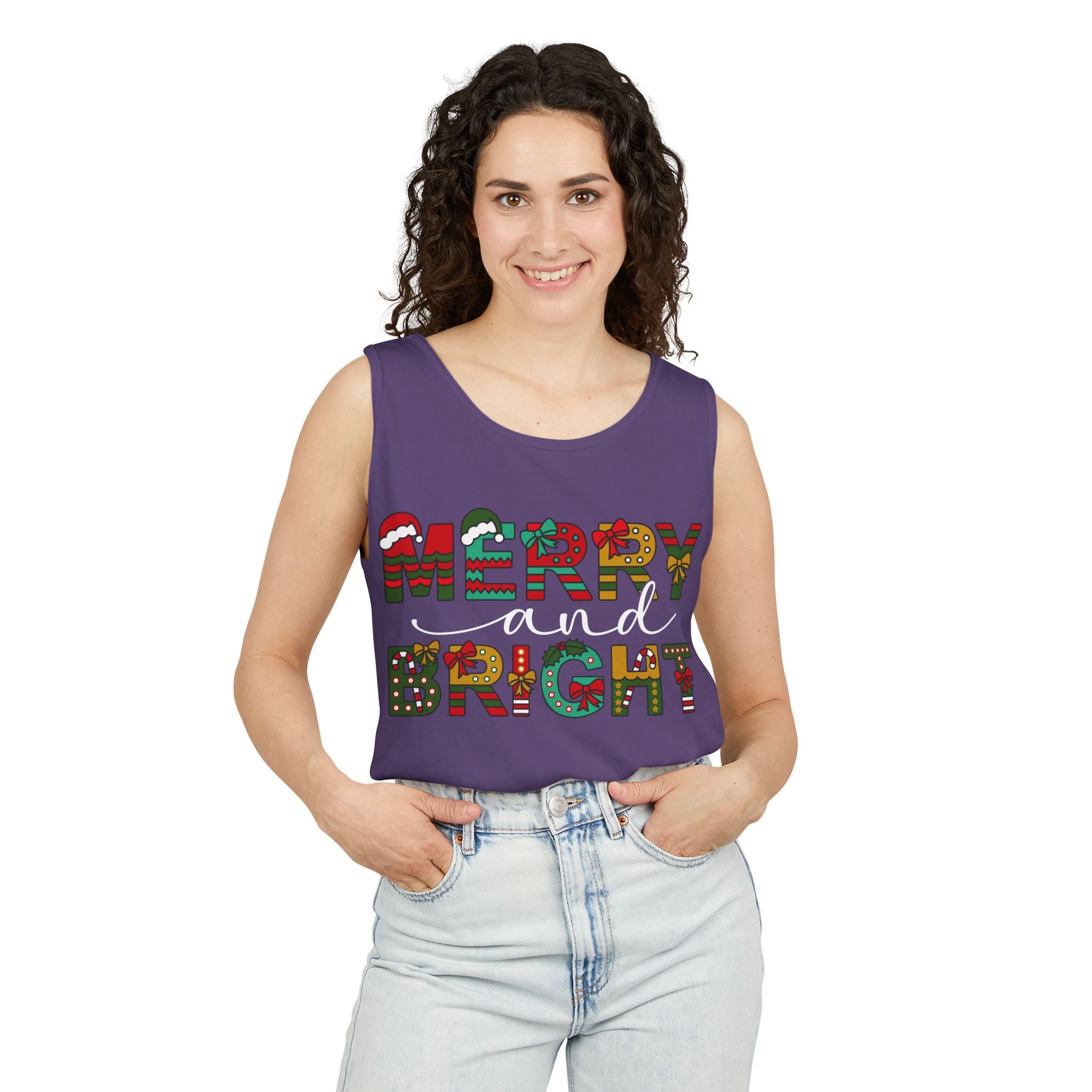 Merry and Bright Tank Top, Merry and Bright Christmas Tank Top, Holiday Shirt for Women, Unique Holiday Gift, Christmas Party Outfit, Xmas Shirts