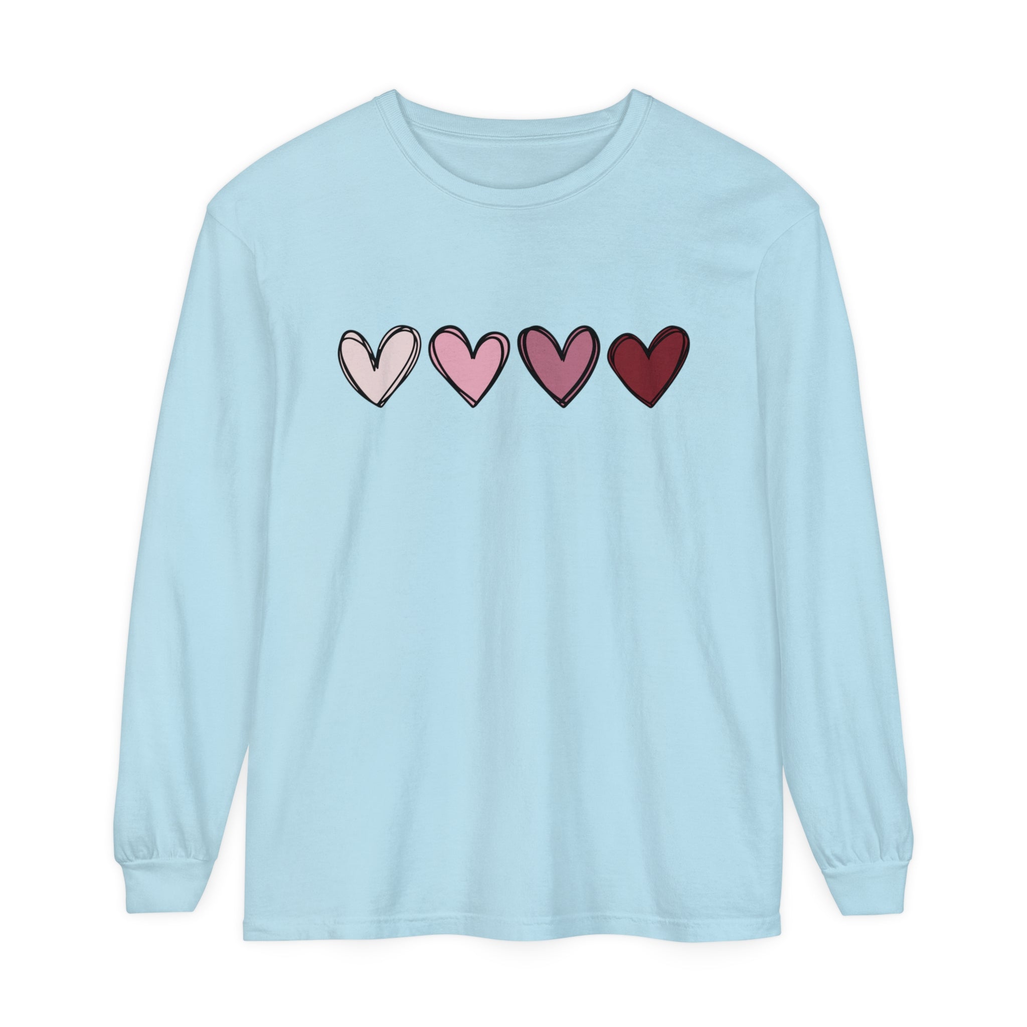 Valentine Double Heart Long Sleeve T-Shirt, Cute Valentine Shirt, Valentine Long Sleeve Shirt, Vintage Valentine Sweatshirt, Love Heart Long Sleeve Tee