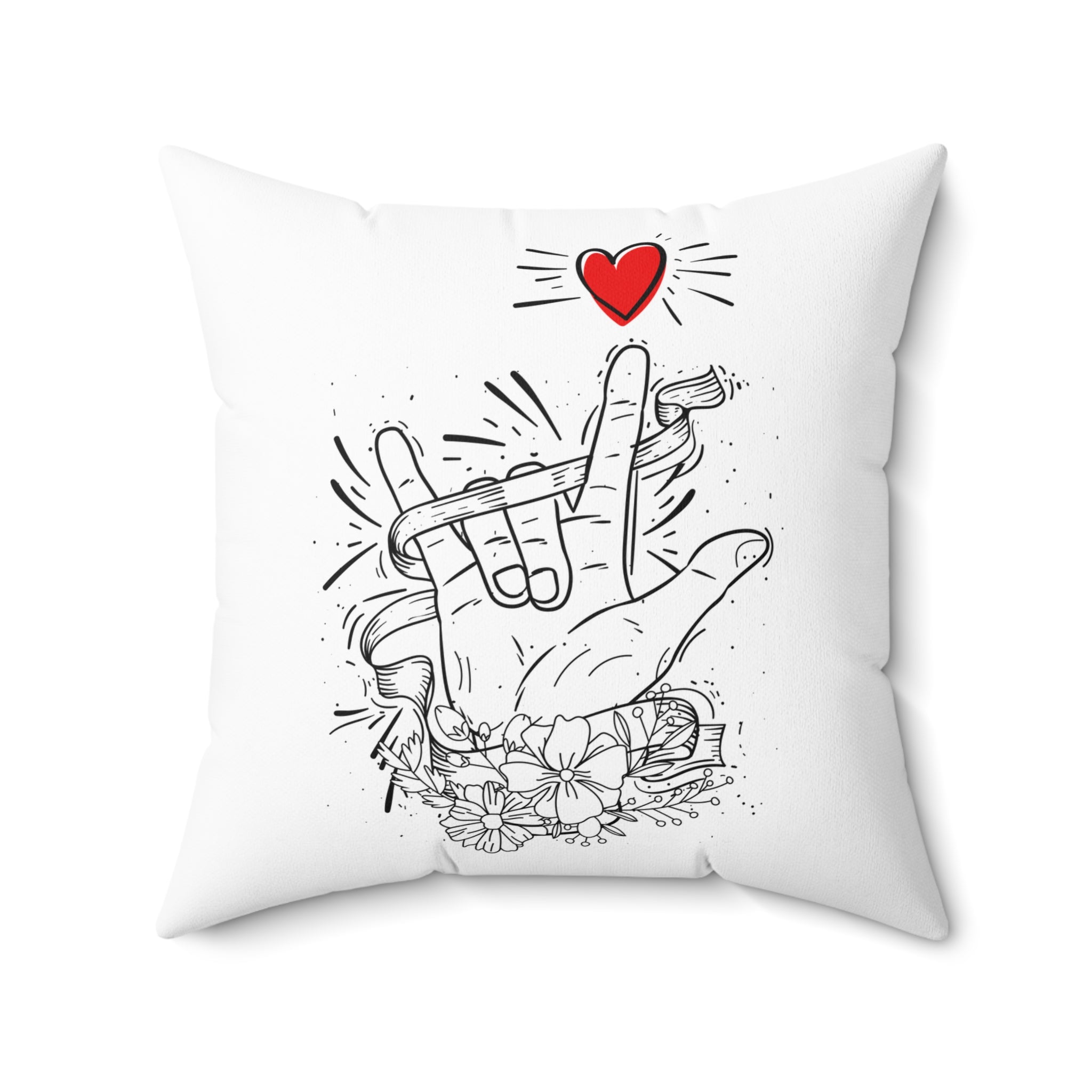 ASL I Love You Hand Heart Sign Language Throw Pillow, Love Hand Sign Pillow