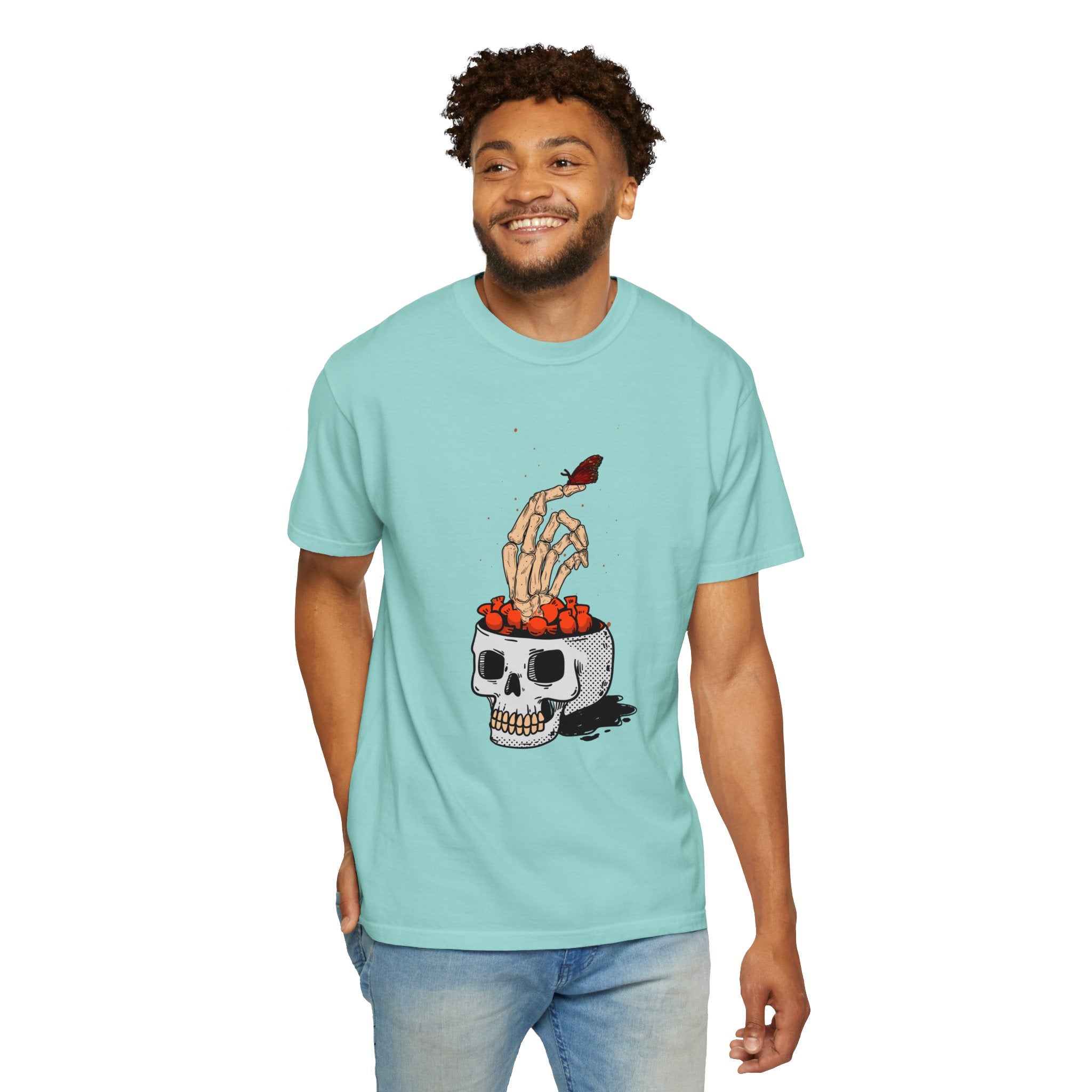 Skull skeleton hand halloween T-Shirt, Skeleton Hand T-Shirt, Skeleton Shirt, Horror Gift, Skeleton Rock Tee, Rock and Roll Shirt, Comfort Colors Shirt