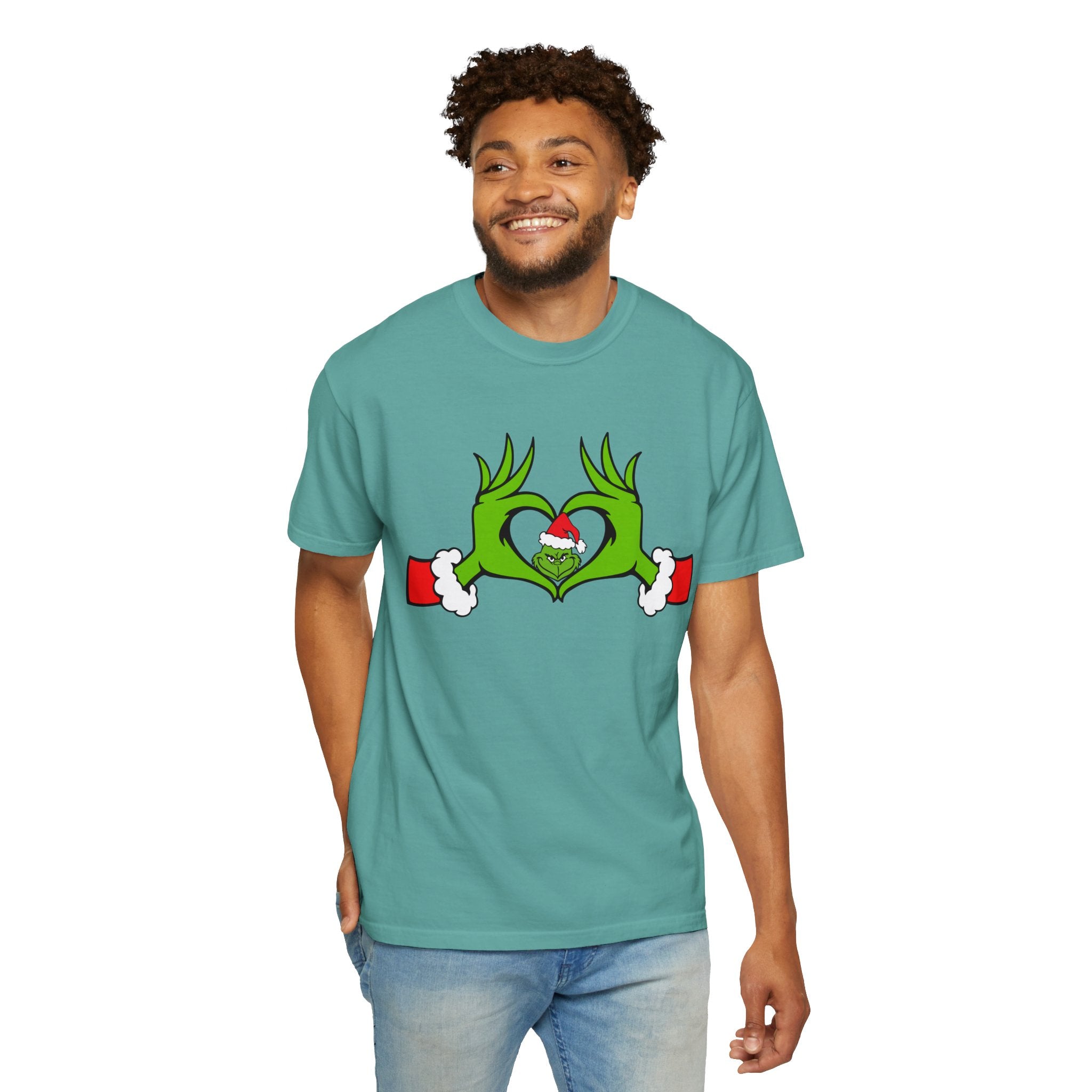 Grinch Heart Hands Graphic Tees, Grinch T-Shirt, Christmas Shirt, Xmas Clothing, Holiday T Shirts, Christmas Gifts, Christmas Party Shirt, Grinchmas T-shirt