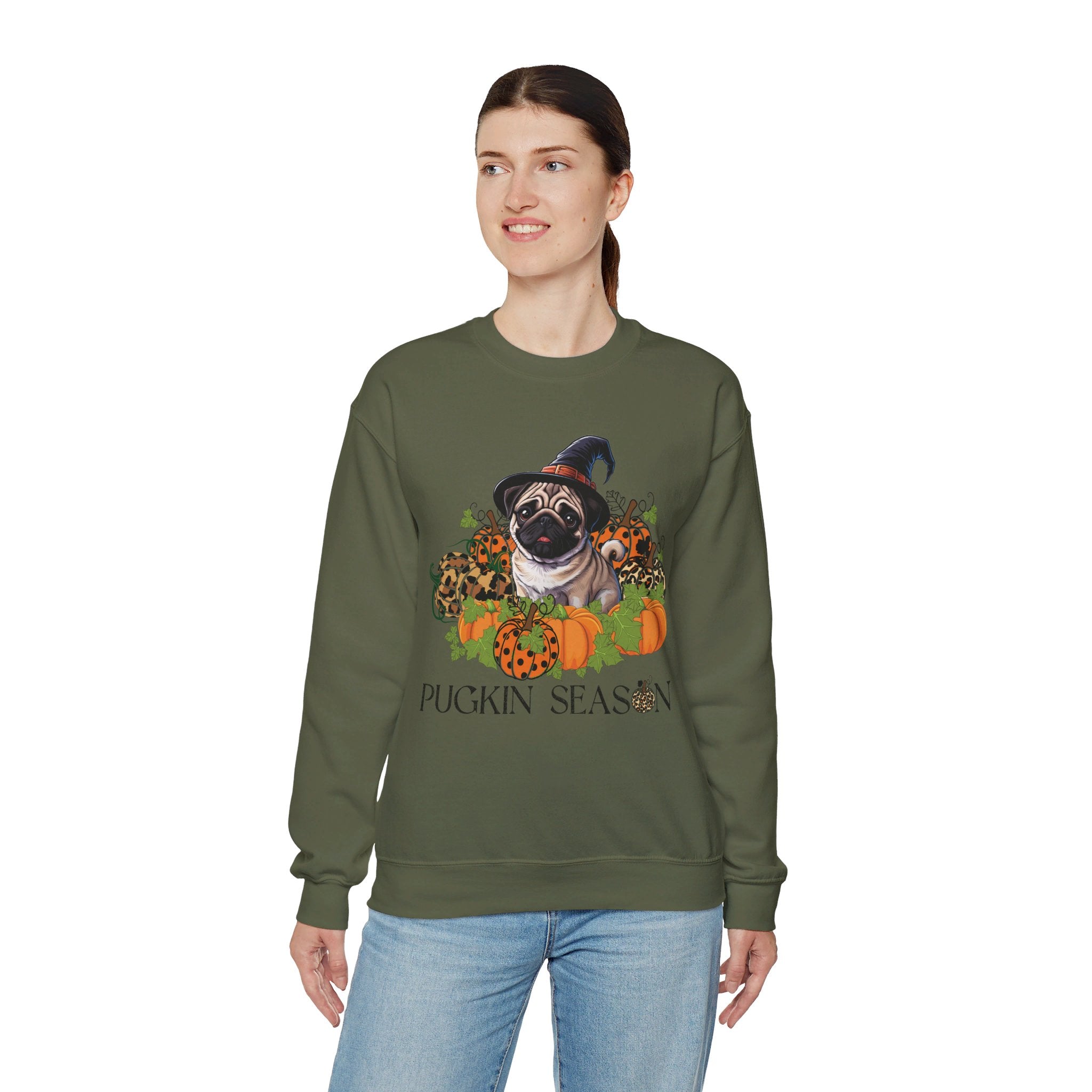 Fall Pug Sweatshirt, Pugkin Season Shirt, Leopard Print Pumpkin T-shirt, Cute Dog Lover Graphic Tee, Halloween Party Gift Tshirt