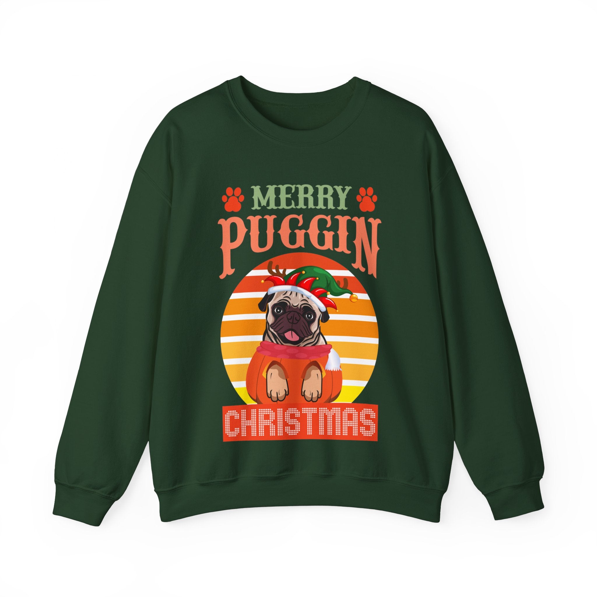 Pug Christmas Sweatshirt, Dog Lover Gift, Holiday Sweaters, Christmas Pugs Shirt, Pug In Santa Hat, Dog Mom Shirt, Santa Pug Shirt