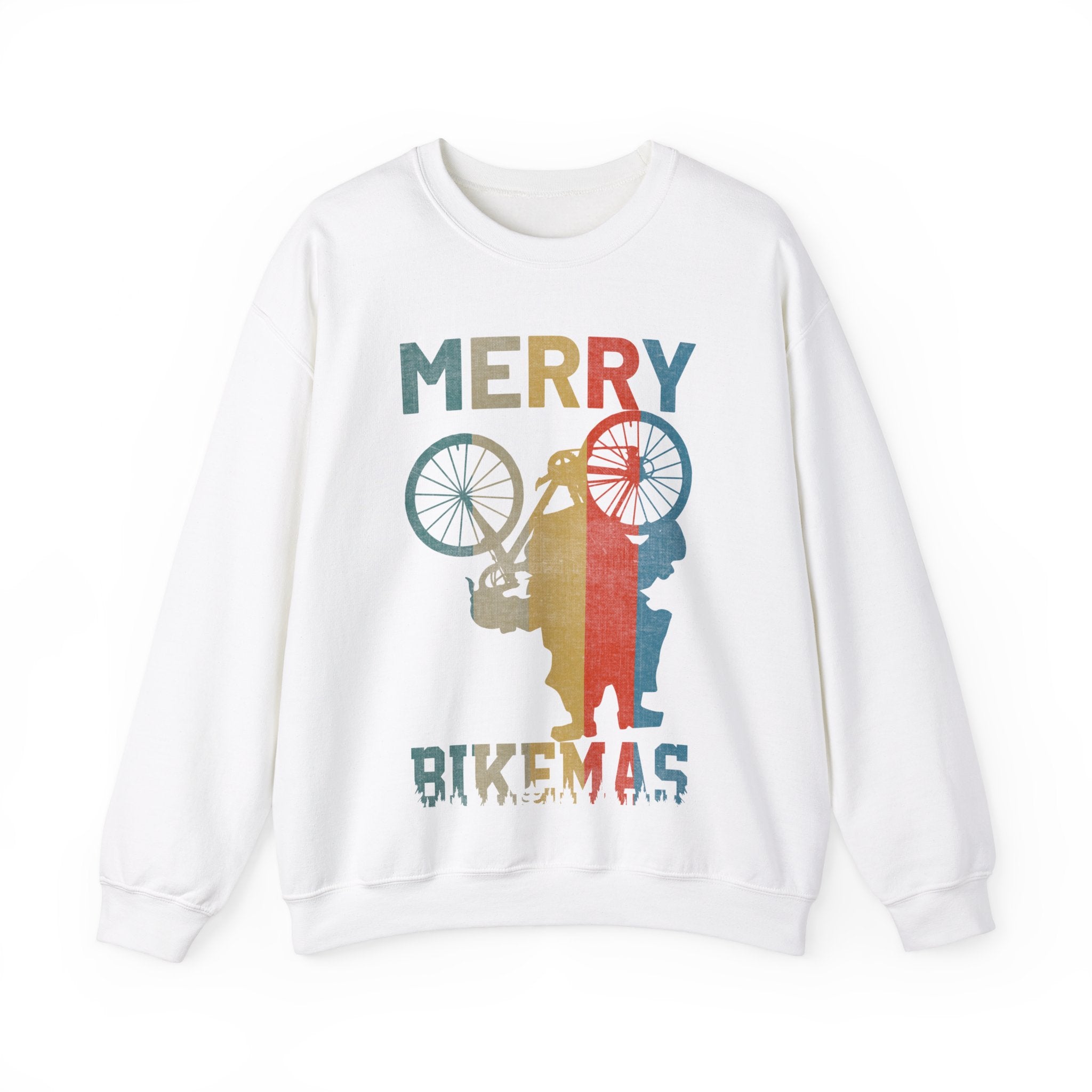 Retro Vintage Christmas Cyclist Sweatshirt, Merry Bikemas Shirt, Christmas Sweatshirt, Holiday shirt, Holiday Gifts