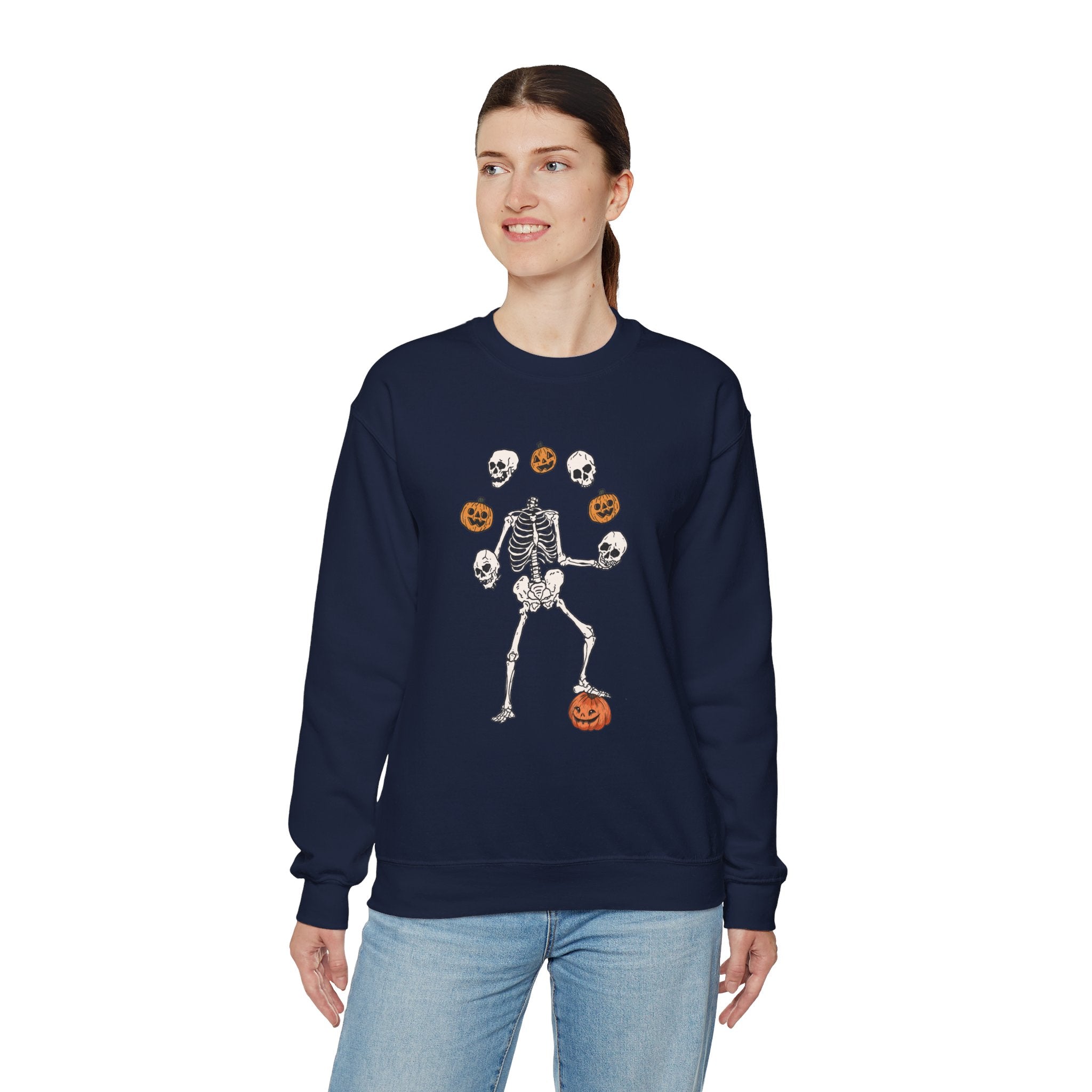 Dancing Skeleton Sweatshirt, Pumpkin Sweater, Pumpkin Skeleton Shirt, Fall Sweatshirt, Halloween Party Sweatshirt, Spooky Season Sweatshirt