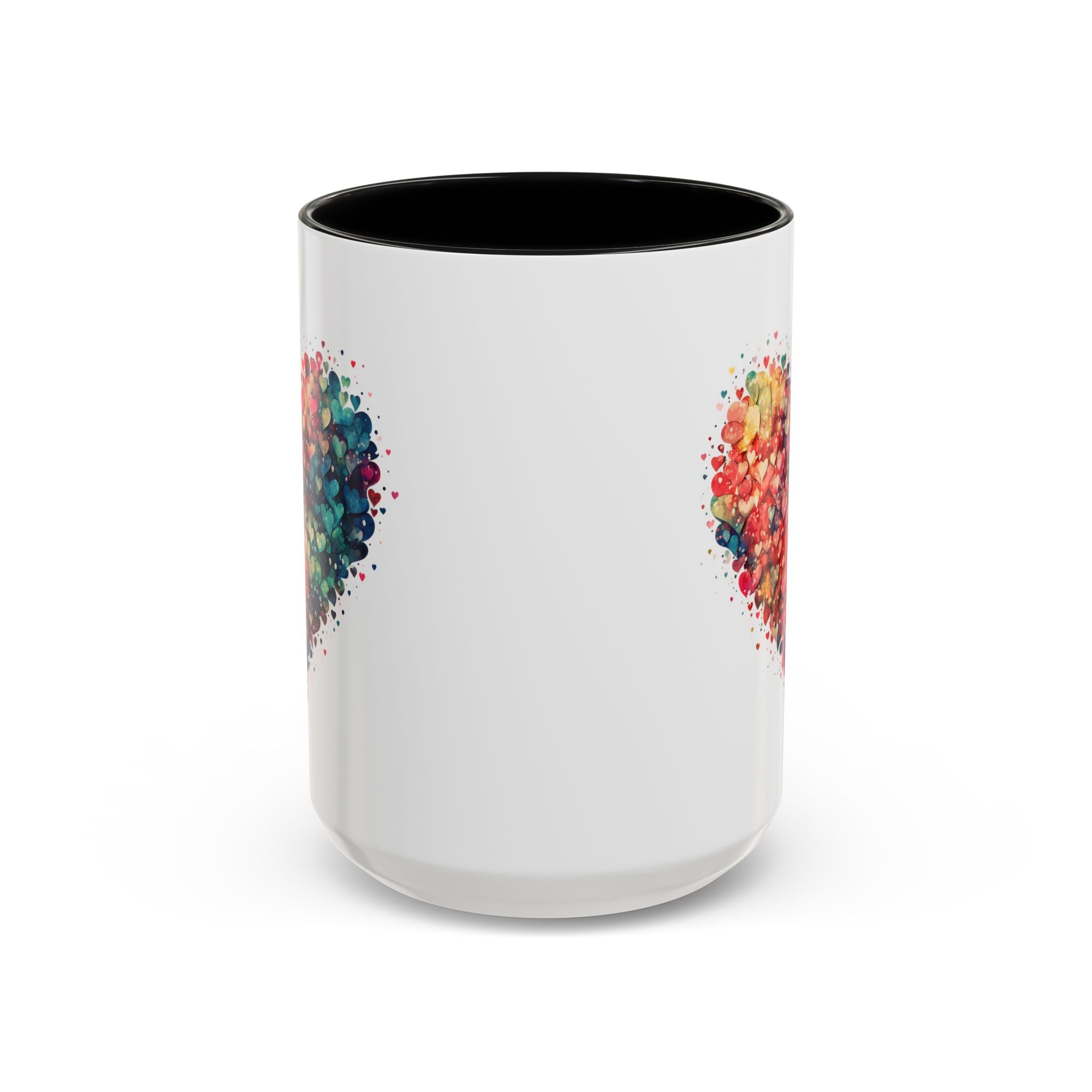 Watercolor Heart Coffee Mug, Heart Mug, Two-Tone Coffee Mugs, 11oz & 15oz Mug, Watercolor Heart Mug
