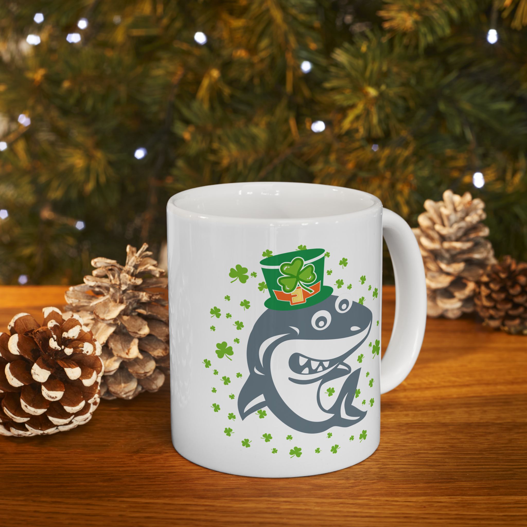Shamrock Shark Funny St Patrick's Day Coffee Mug, Irish Shark Coffee Mug, St Paddy's Funny Mug For Her, Birthday Present For Him