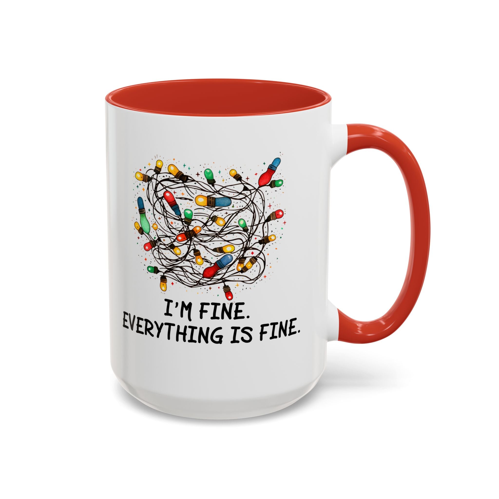 I'm Fine Everything Is Fine Christmas Mug, Christmas Lights Mug, Funny Coffee Mug, Tangled Lights, Crazy Shopping Christmas Mug, Madness