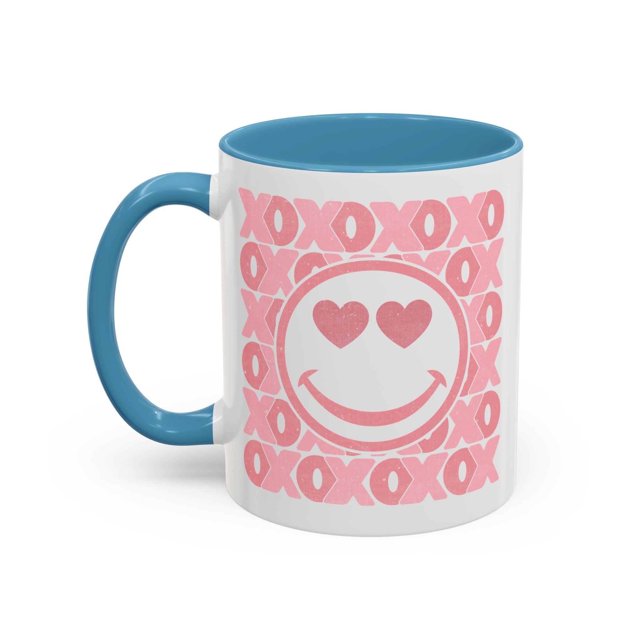 XOXO Smiley Face Coffee Mug, Pink Smiley Face Mug, Valentines Decor, Galentines gift, XOXO Coffee Cup, Party Favors, Cute Coffee Mug