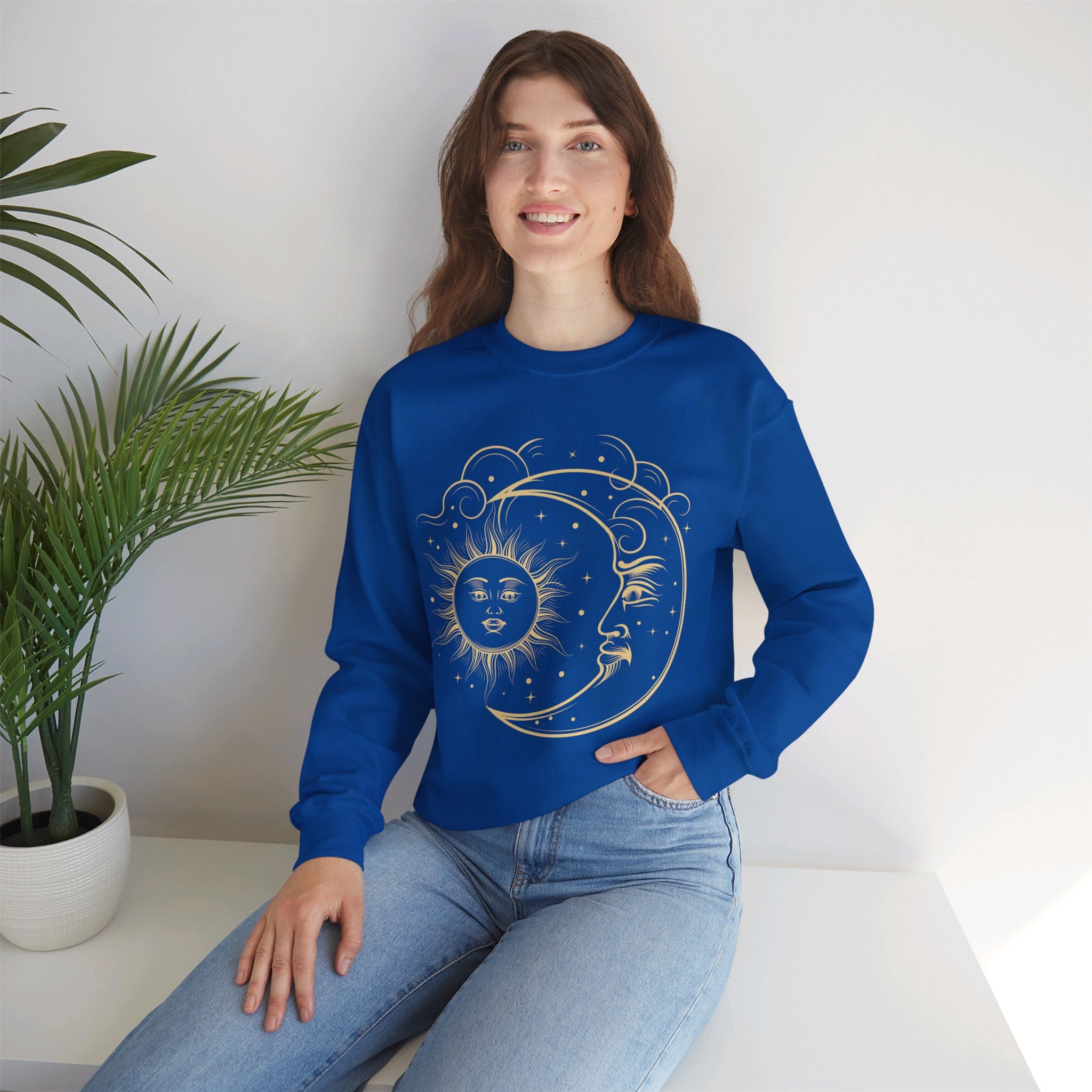 Sun and Moon Crewneck, Celestial Sweatshirt, Boho Sun and Moon Shirt, Hippie Hoodie, Retro Shirt, Vintage Style