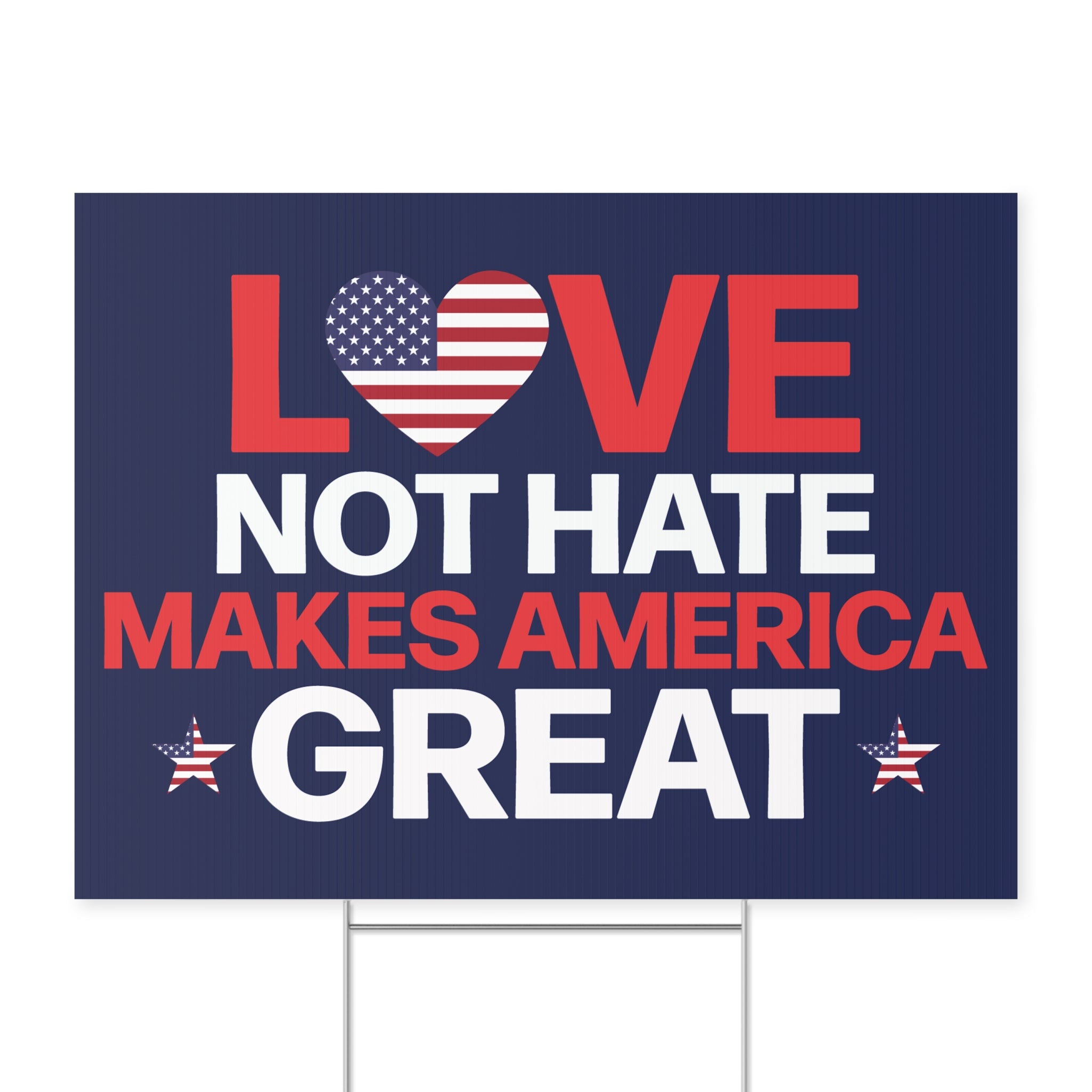 Love Not Hate Makes America Great Yard Sign, America Yard Sign, Vote 2024 Sign, Garden Decor, Double Sided, Red And Blue, 2024 Election