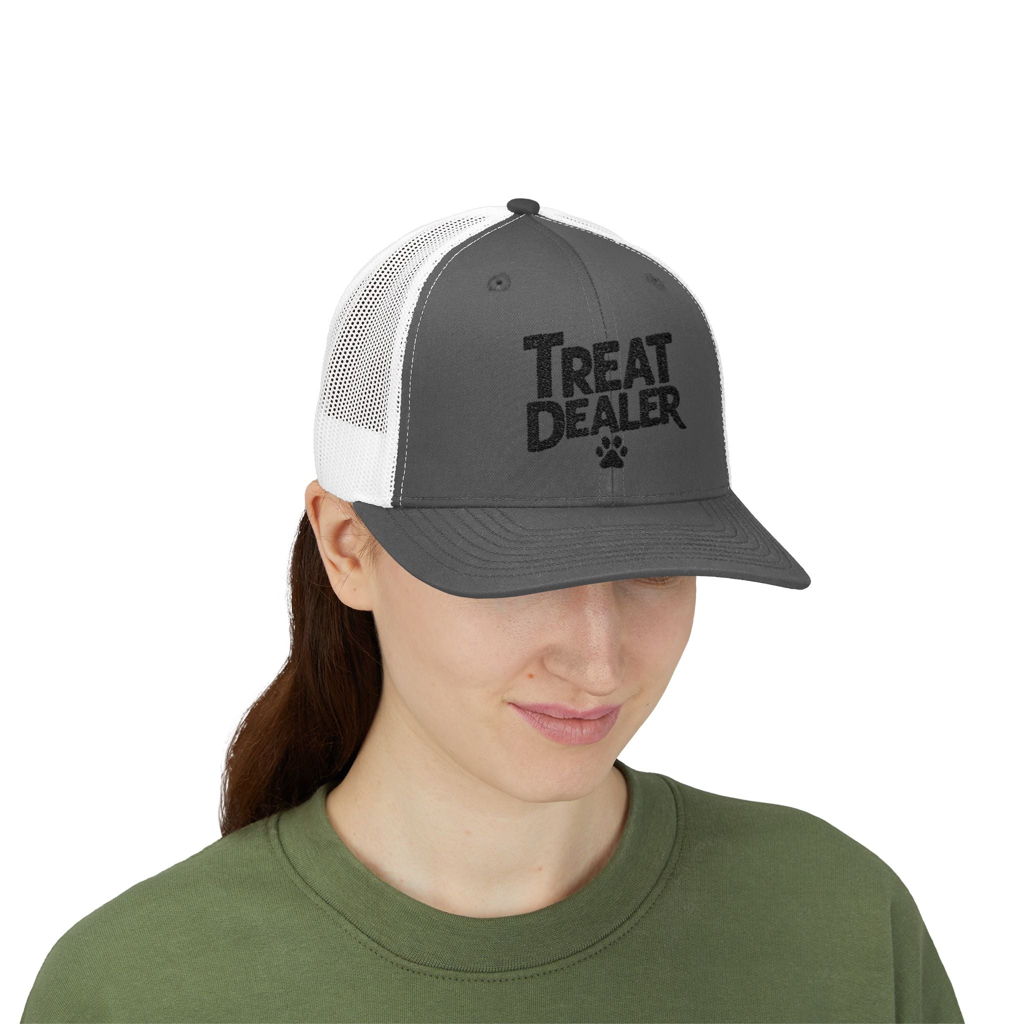 Custom Embroidery Treat Dealer Hat, Funny Dog Cap, Funny Dog Owners, Custom Pet Lover Gift, Unique Dog Owner Gifts, Custom Dog Snapback Trucker Cap