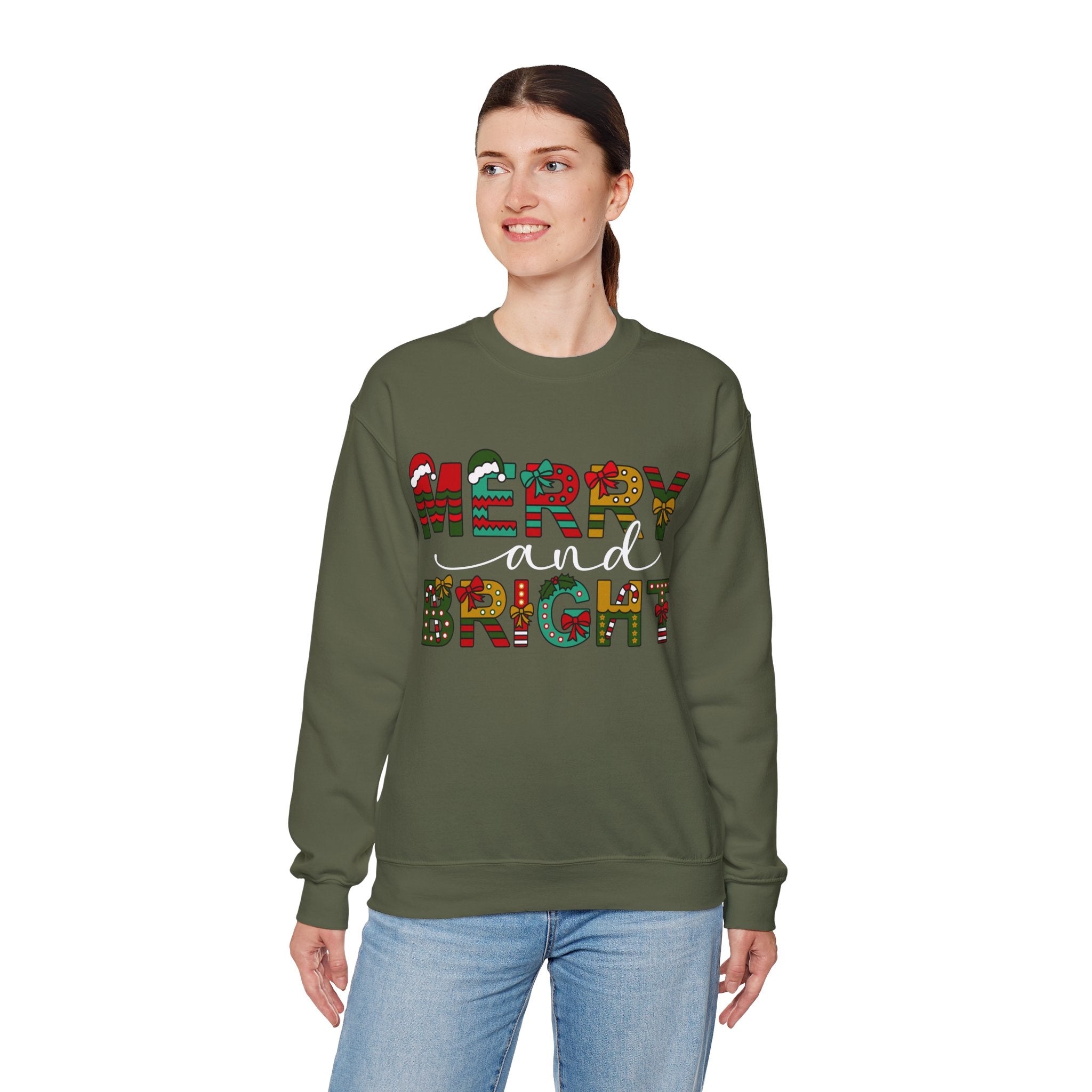 Merry and Bright Sweatshirt, Christmas Sweatshirt, Family Christmas Sweatshirt, Christmas Sweatshirts for Women, Merry Christmas Sweatshirt