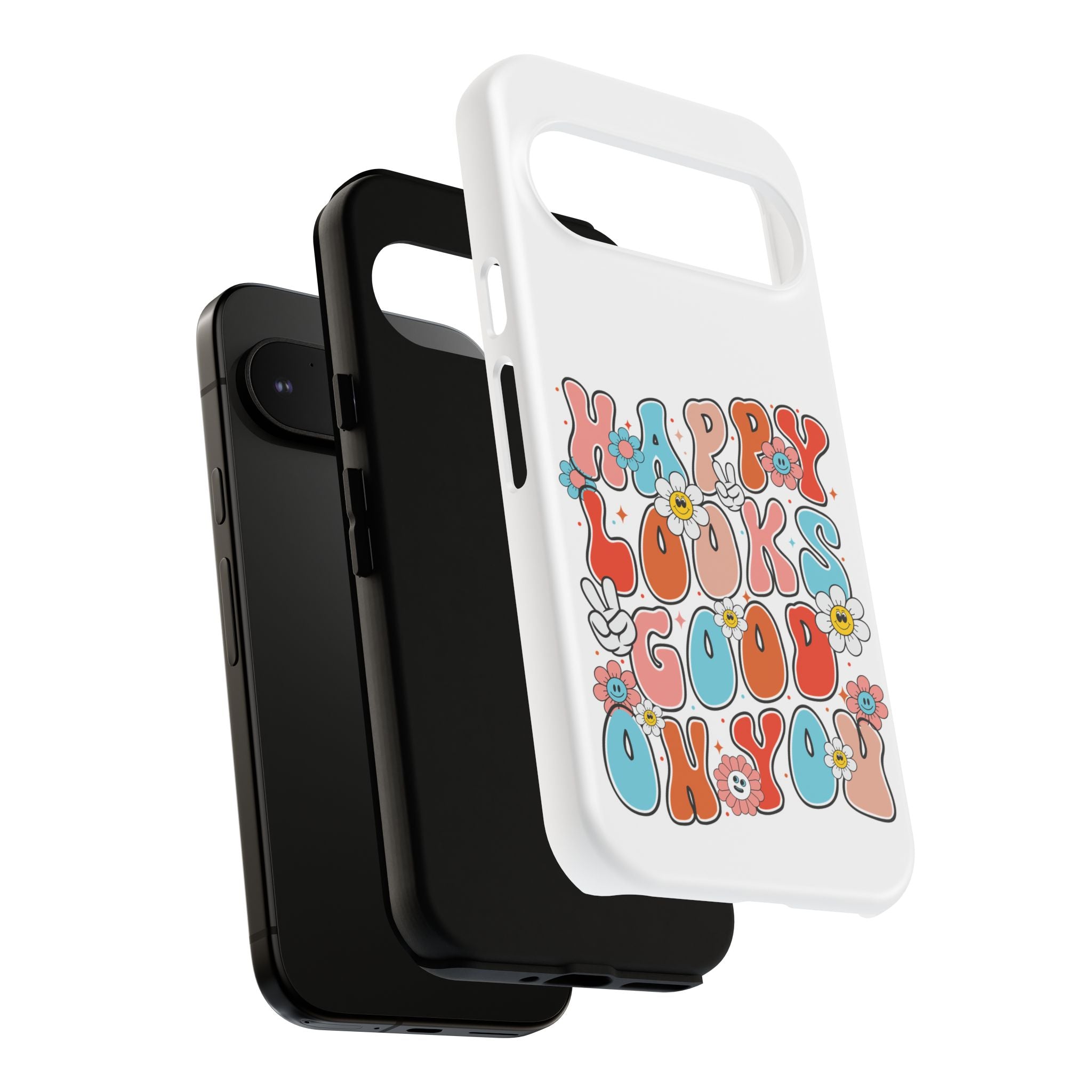 Happy Looks Good on You Phone Case, Mental Health Phone Case, Inspirational Phone Case, Therapist Gift, Depression Phone Case, iPhone, Google Pixel & Samsung Galaxy