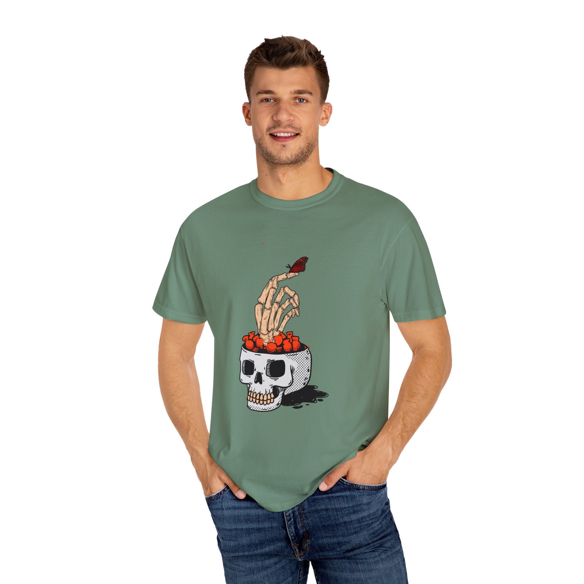 Skull skeleton hand halloween T-Shirt, Skeleton Hand T-Shirt, Skeleton Shirt, Horror Gift, Skeleton Rock Tee, Rock and Roll Shirt, Comfort Colors Shirt