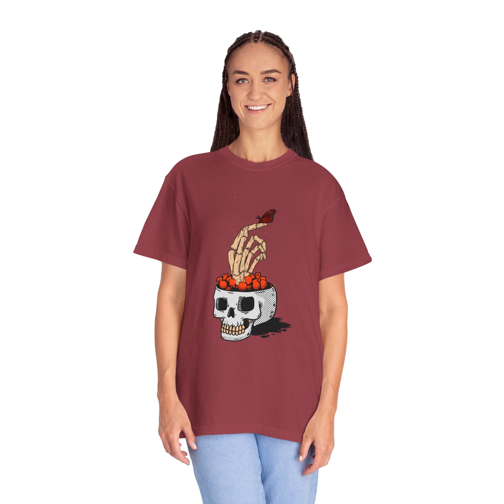 Skull skeleton hand halloween T-Shirt, Skeleton Hand T-Shirt, Skeleton Shirt, Horror Gift, Skeleton Rock Tee, Rock and Roll Shirt, Comfort Colors Shirt