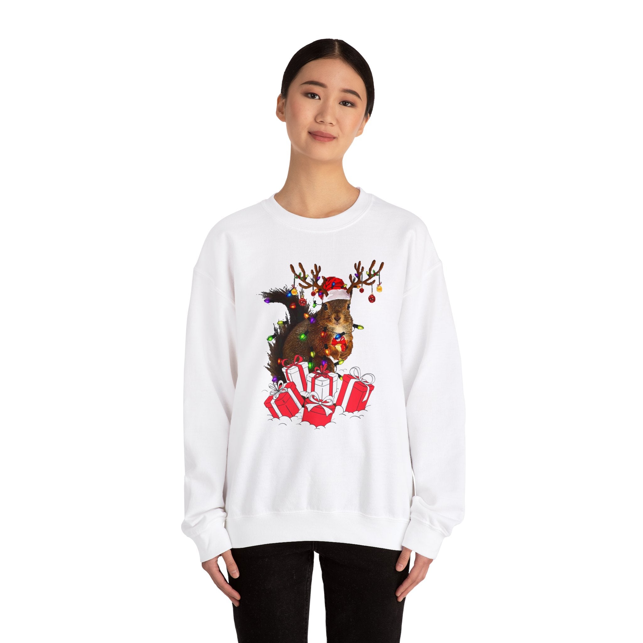 Christmas Squirrel Lights Sweatshirt, Christmas Sweatshirt, Funny Christmas Sweat, Christmas Gift Sweater, Holiday Crewneck