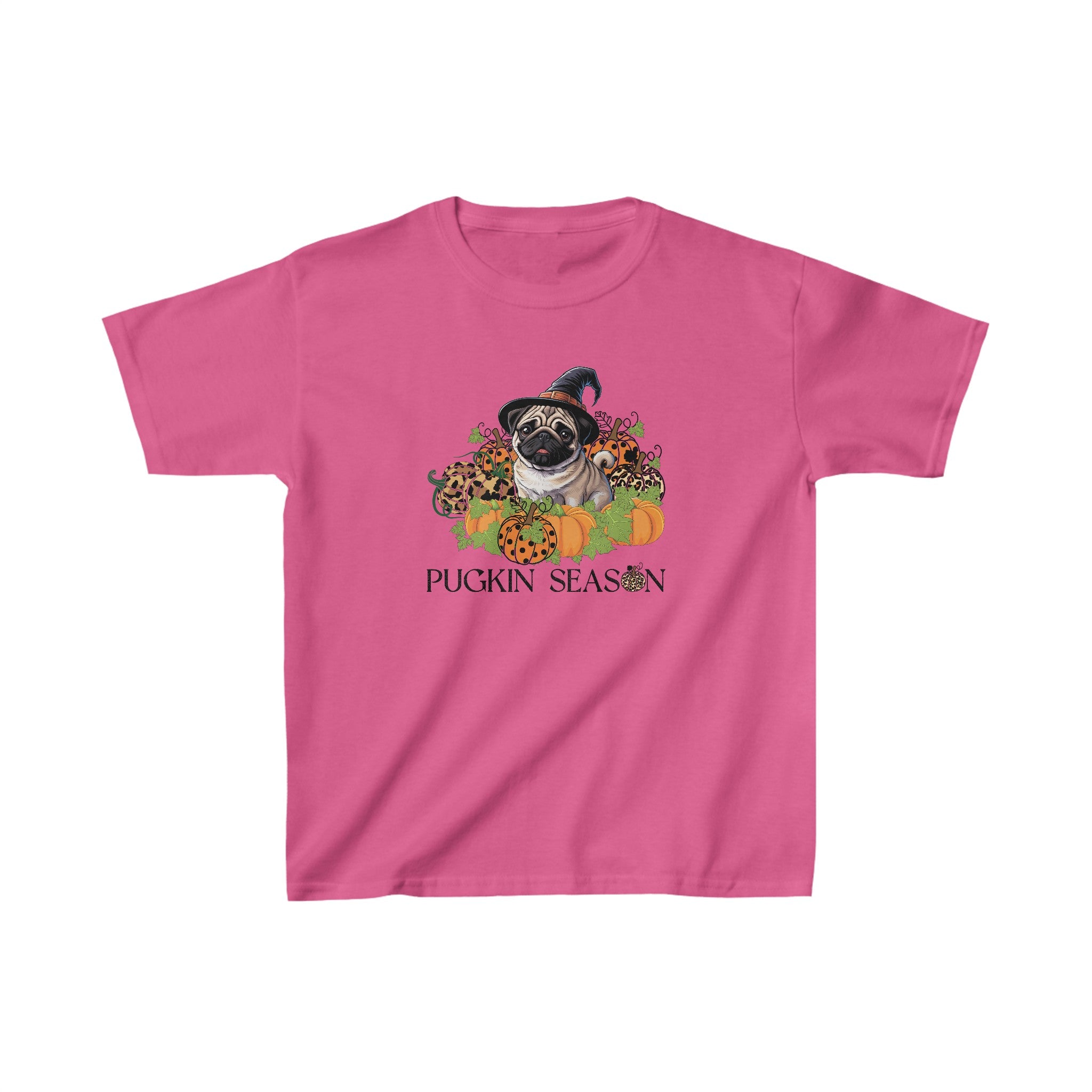 Kids Fall Pug Shirt, Pugkin Season Shirt, Leopard Print Pumpkin T-shirt, Cute Dog Lover Graphic Tee, Halloween Party Gift Tshirt