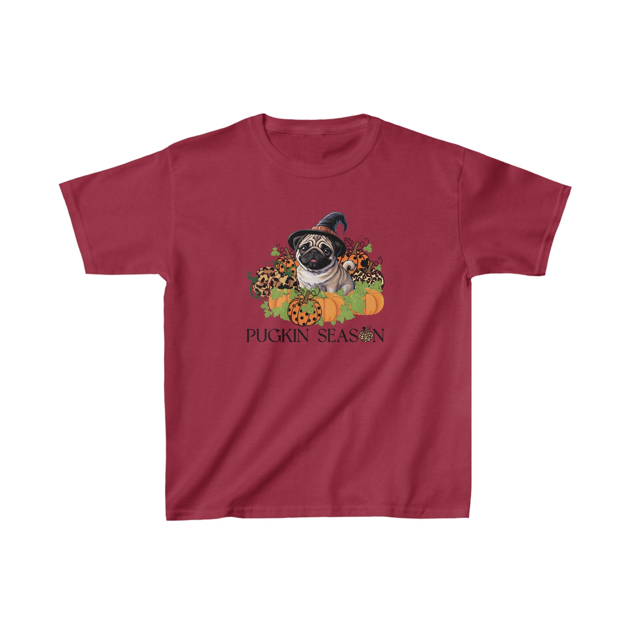 Kids Fall Pug Shirt, Pugkin Season Shirt, Leopard Print Pumpkin T-shirt, Cute Dog Lover Graphic Tee, Halloween Party Gift Tshirt