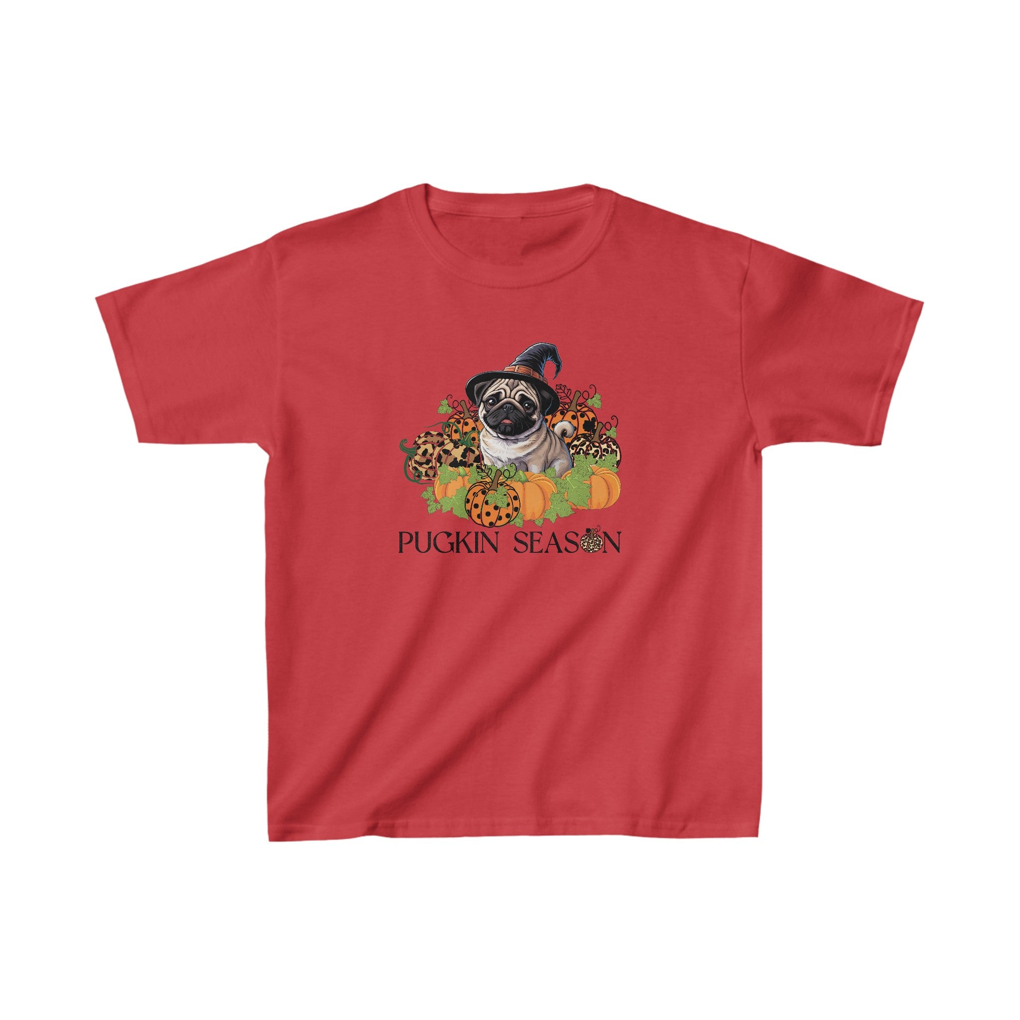 Kids Fall Pug Shirt, Pugkin Season Shirt, Leopard Print Pumpkin T-shirt, Cute Dog Lover Graphic Tee, Halloween Party Gift Tshirt