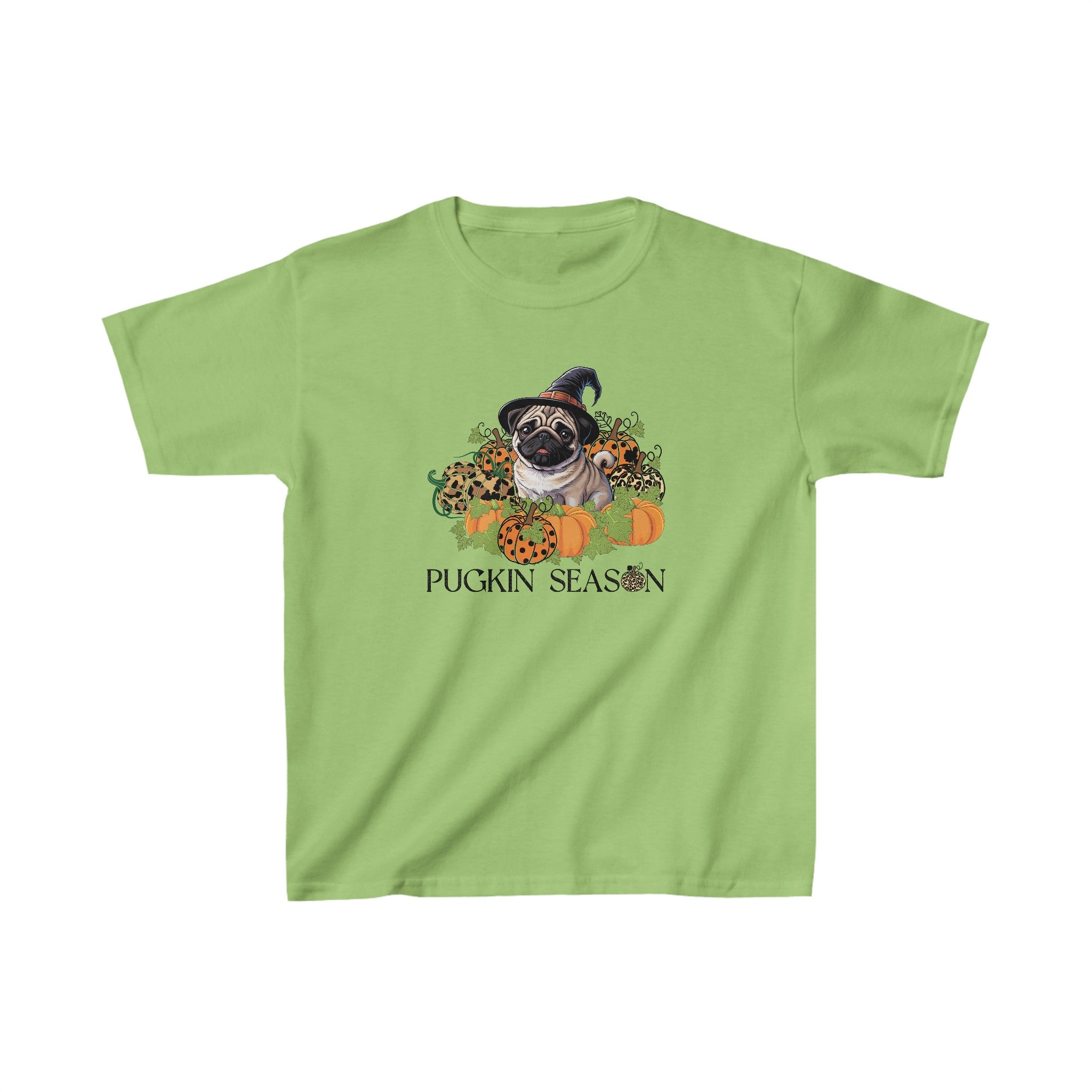 Kids Fall Pug Shirt, Pugkin Season Shirt, Leopard Print Pumpkin T-shirt, Cute Dog Lover Graphic Tee, Halloween Party Gift Tshirt