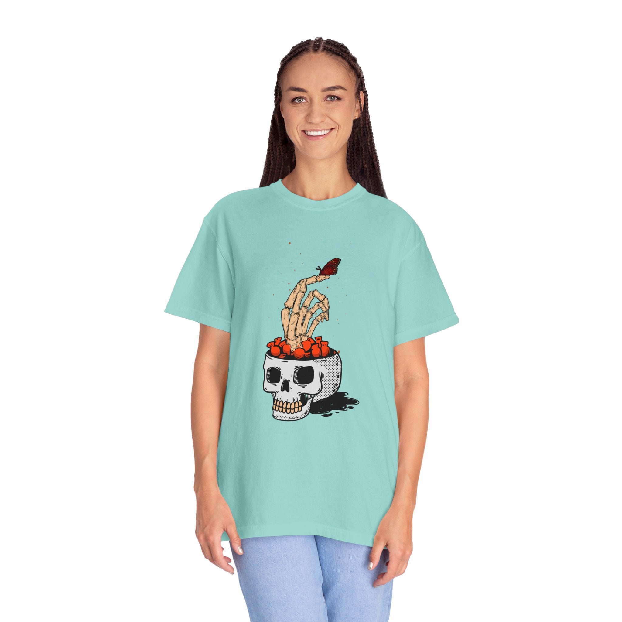 Skull skeleton hand halloween T-Shirt, Skeleton Hand T-Shirt, Skeleton Shirt, Horror Gift, Skeleton Rock Tee, Rock and Roll Shirt, Comfort Colors Shirt