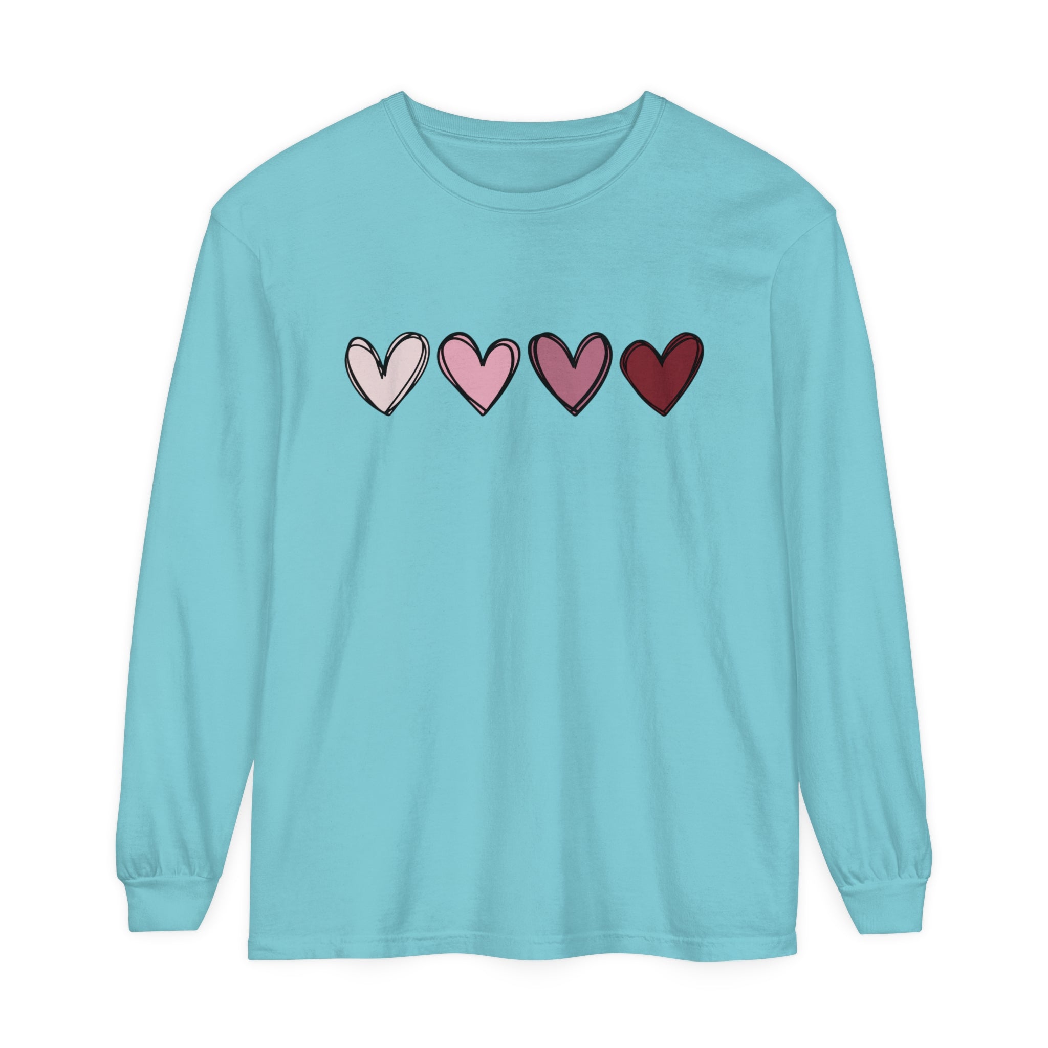 Valentine Double Heart Long Sleeve T-Shirt, Cute Valentine Shirt, Valentine Long Sleeve Shirt, Vintage Valentine Sweatshirt, Love Heart Long Sleeve Tee