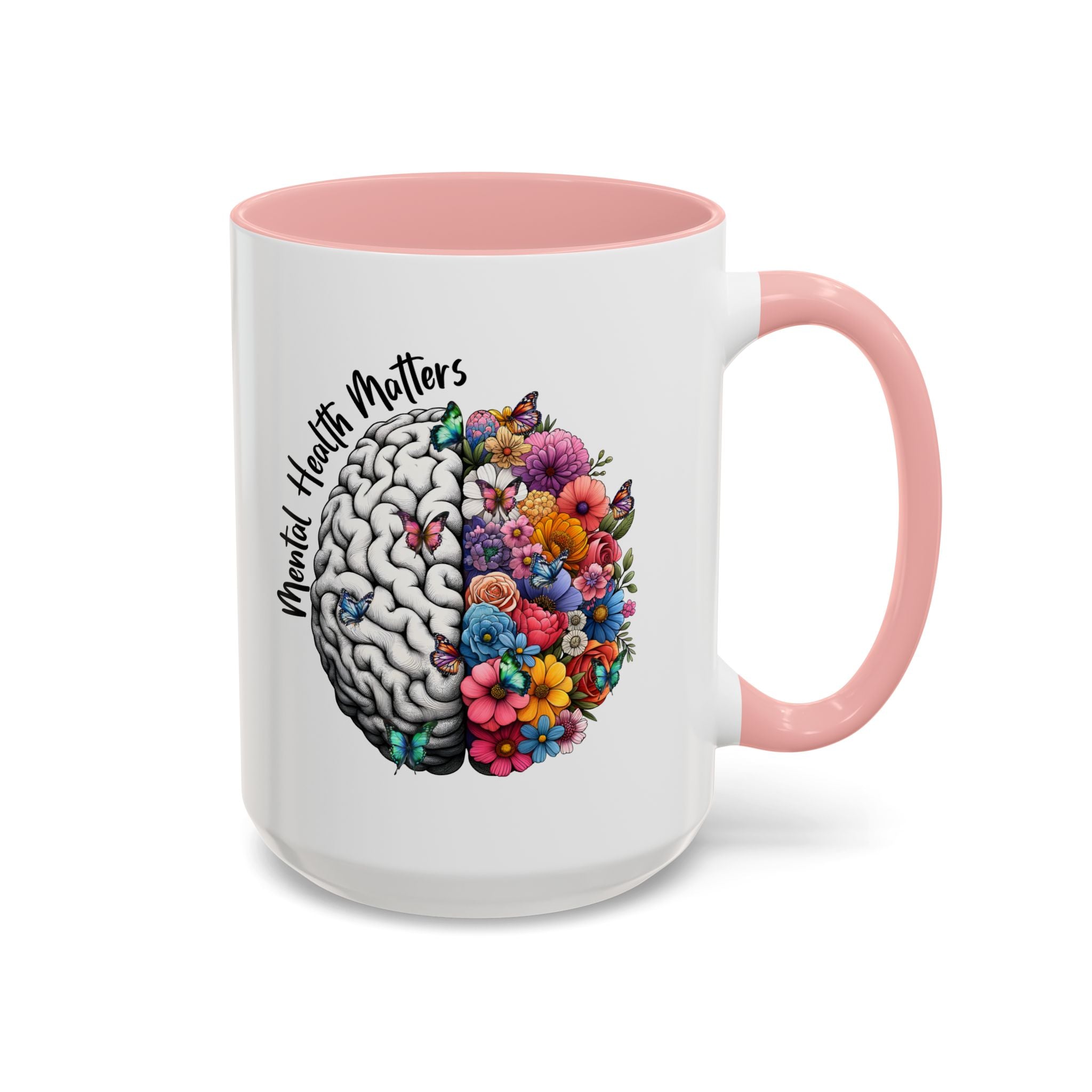 Mental Health Matters, Mental Health Coffee Mug, School Psychologist Mug, Inspirational Gift, Mental Health Awareness Mug, Floral Brain Mug