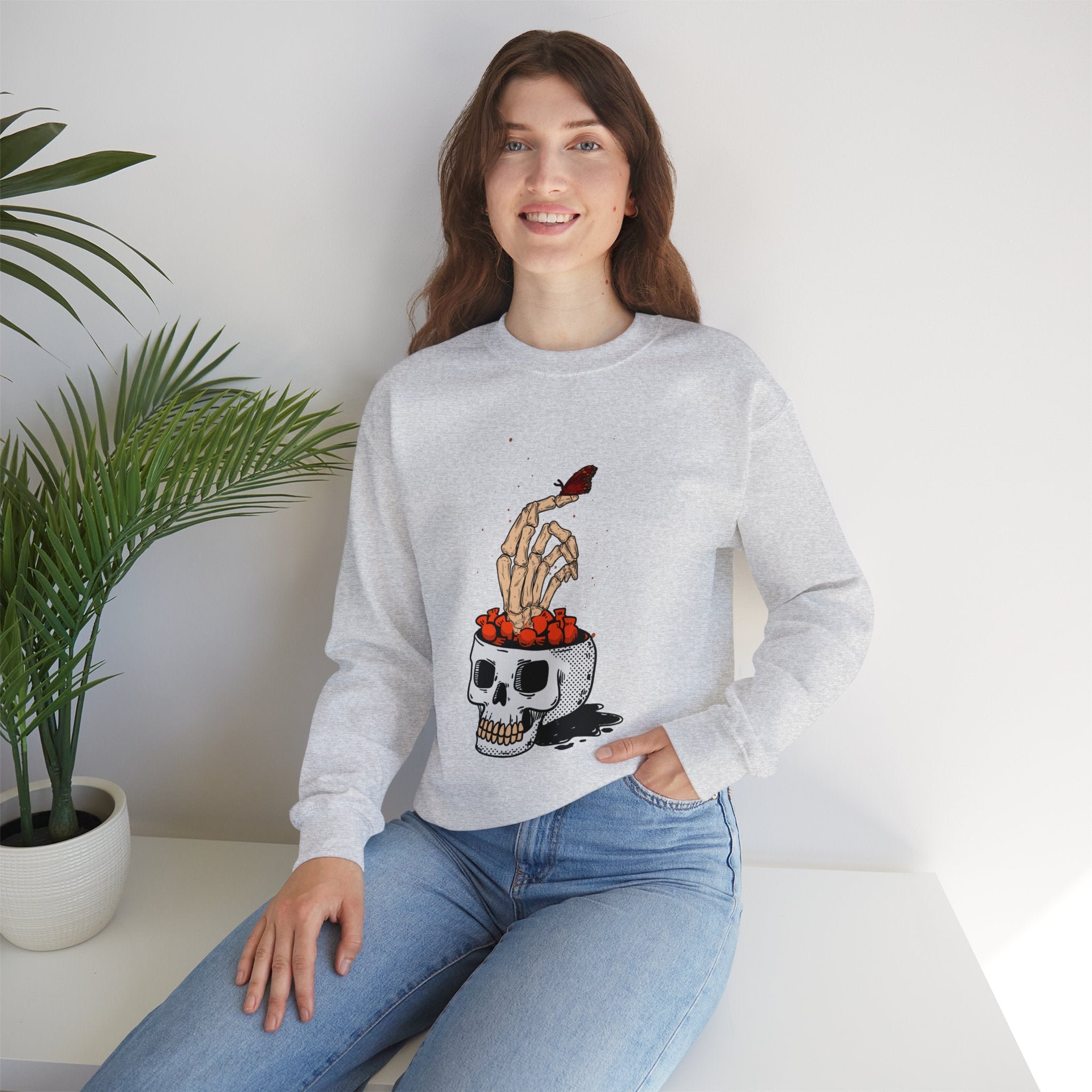 Skull skeleton hand halloween Sweatshirt, Skeleton Hand T-Shirt, Skeleton Shirt, Horror Gift, Skeleton Rock Tee, Rock and Roll Shirt