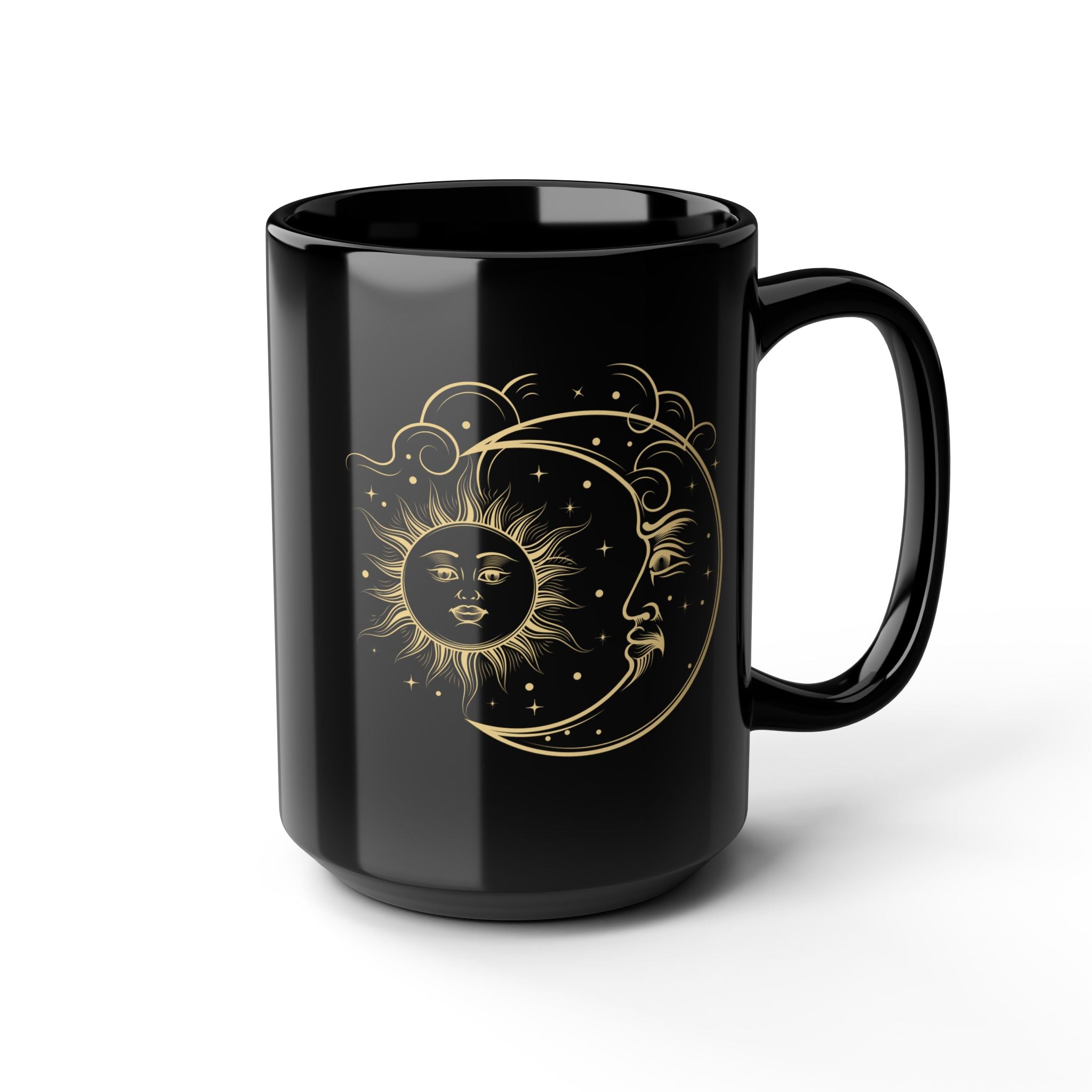 Sun and Moon Mug, Celestial Objects Coffee Mug, Vintage Astrological Gift for Astrologer, Zodiac, Horoscope, Moon Phases
