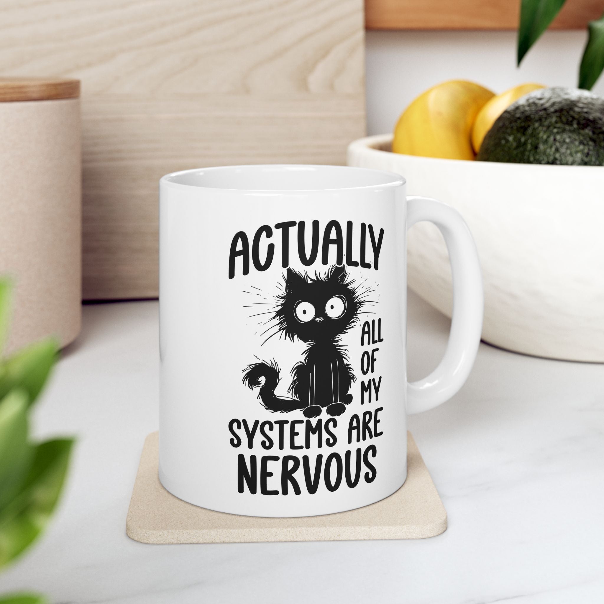 Actually All of My Systems Are Nervous Mug, Mental Health Coffee Mug, Raccoon Mug, Meme Anxiety Mug, Sarcastic Mugs, Funny Quote Mug, Introvert