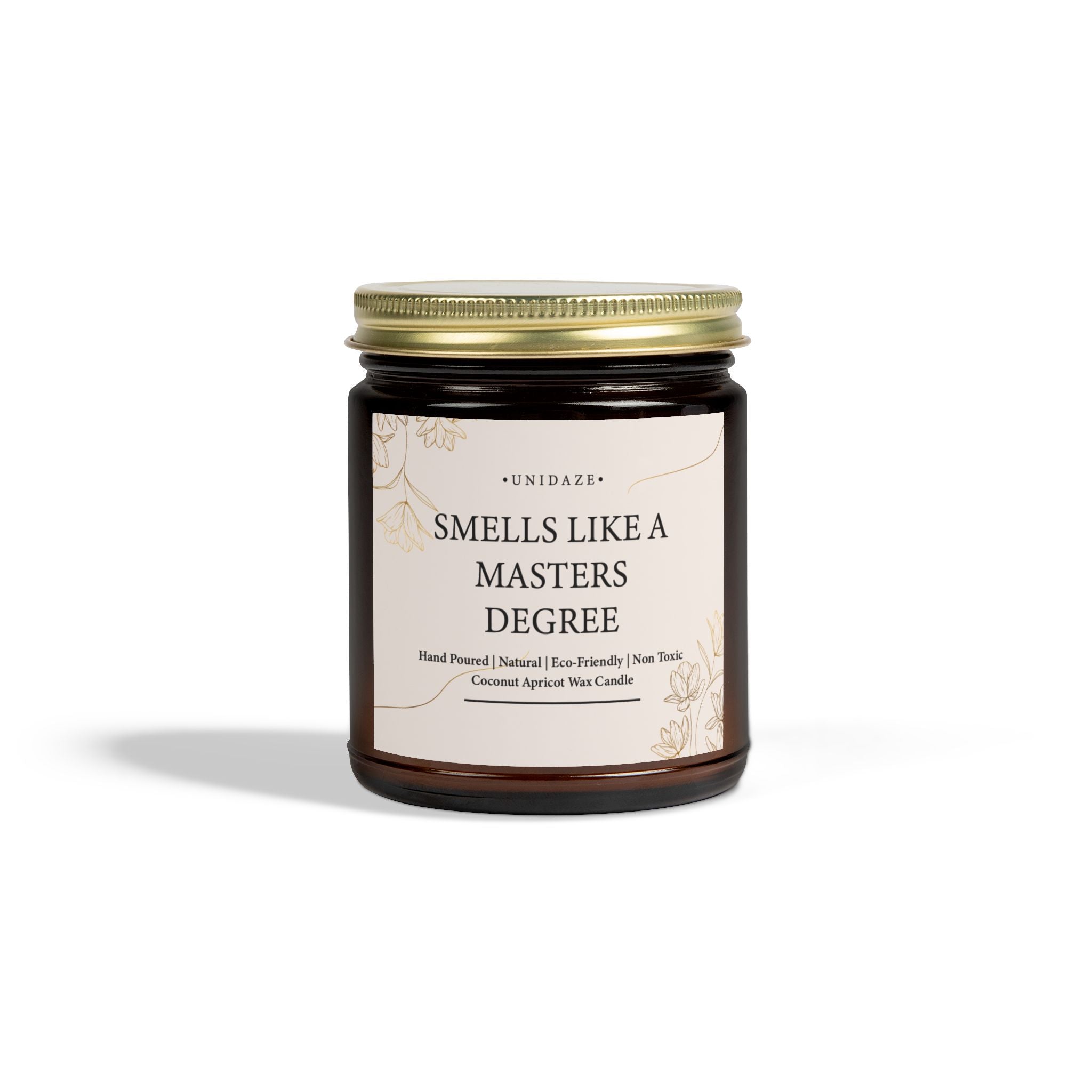 Smells Like A Masters Degree Scented Coconut Candle, Hand Poured 4 oz. 9 oz. Glass Jar, Two Degrees Hotter, Minimal, Graduation Gift, MBA MS MA