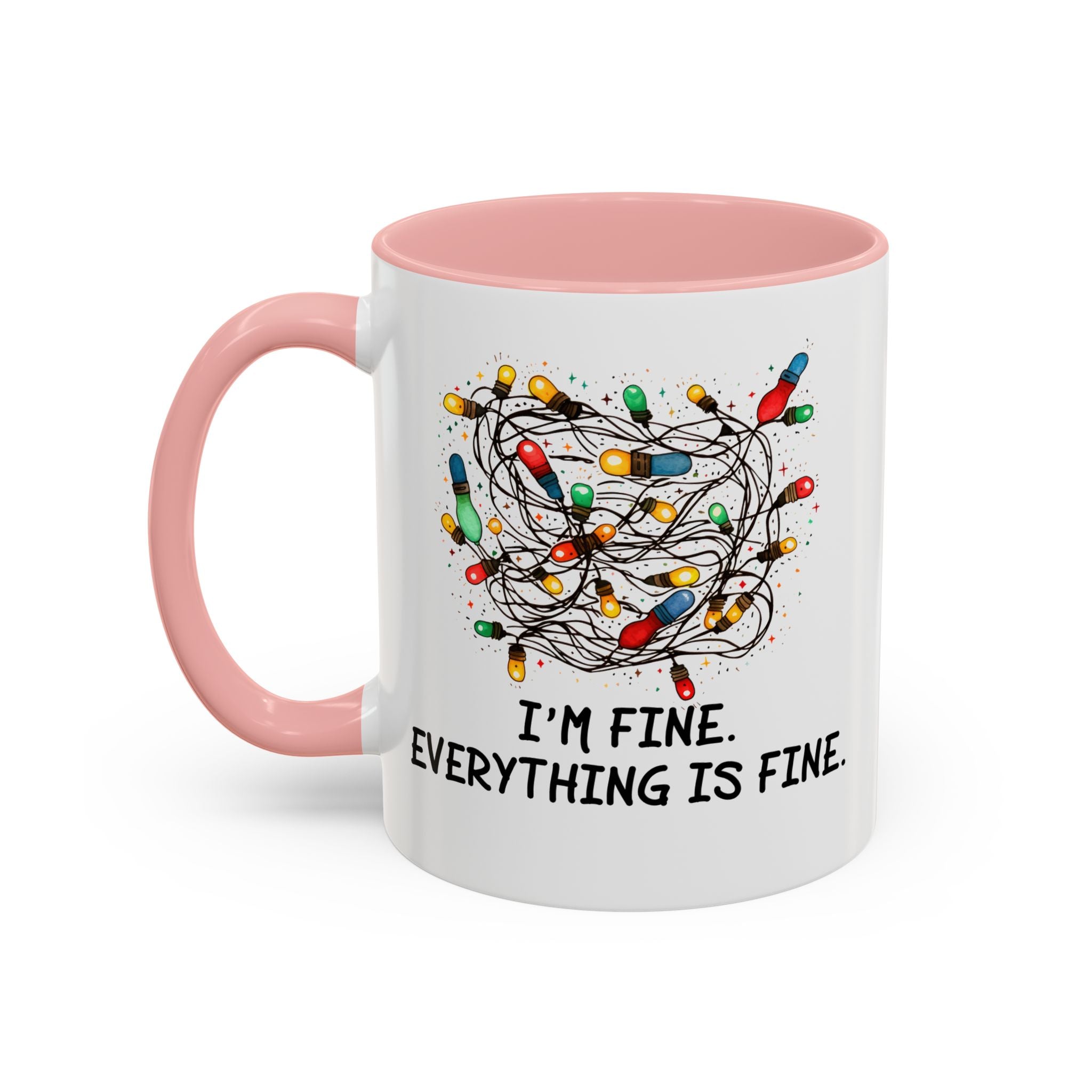 I'm Fine Everything Is Fine Christmas Mug, Christmas Lights Mug, Funny Coffee Mug, Tangled Lights, Crazy Shopping Christmas Mug, Madness