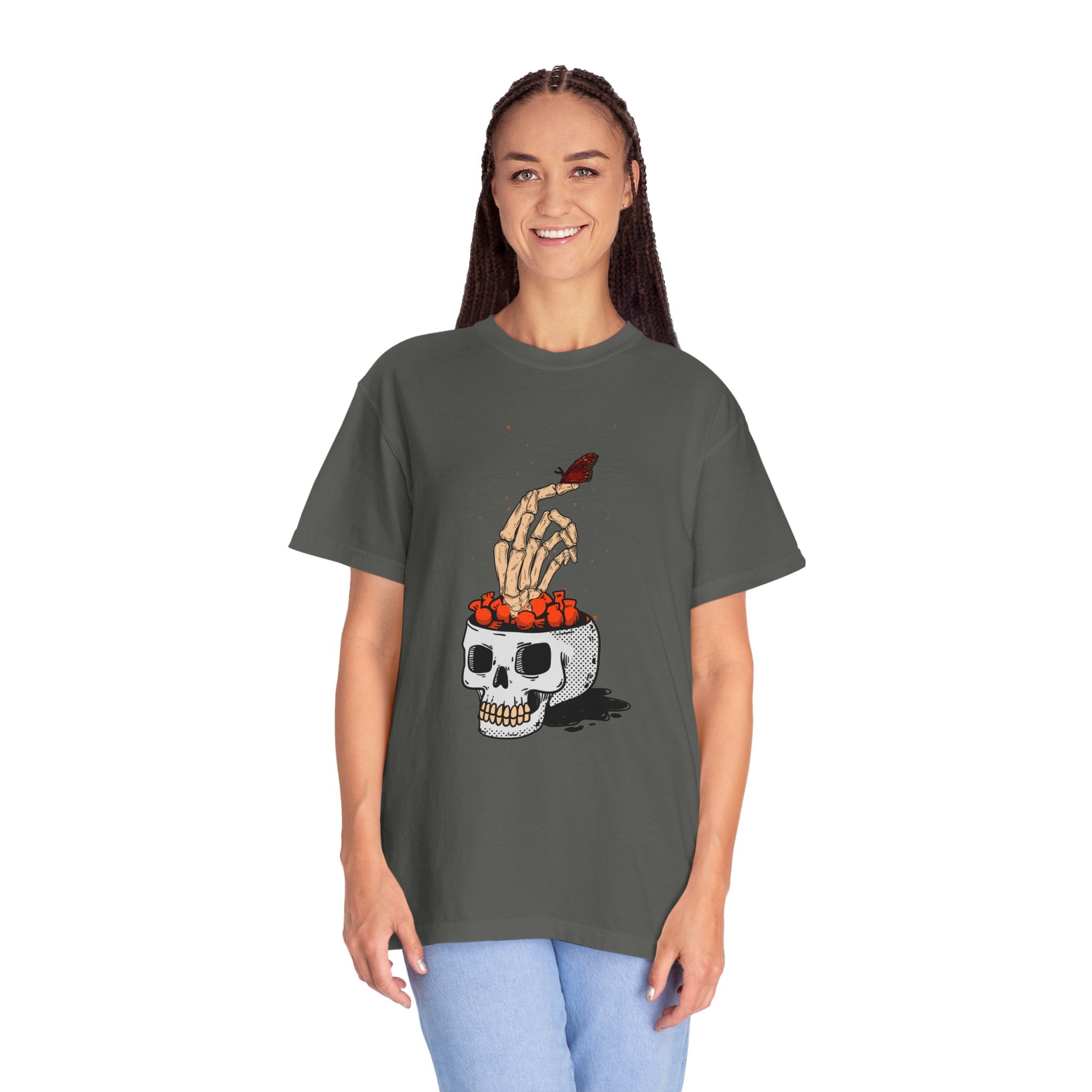 Skull skeleton hand halloween T-Shirt, Skeleton Hand T-Shirt, Skeleton Shirt, Horror Gift, Skeleton Rock Tee, Rock and Roll Shirt, Comfort Colors Shirt