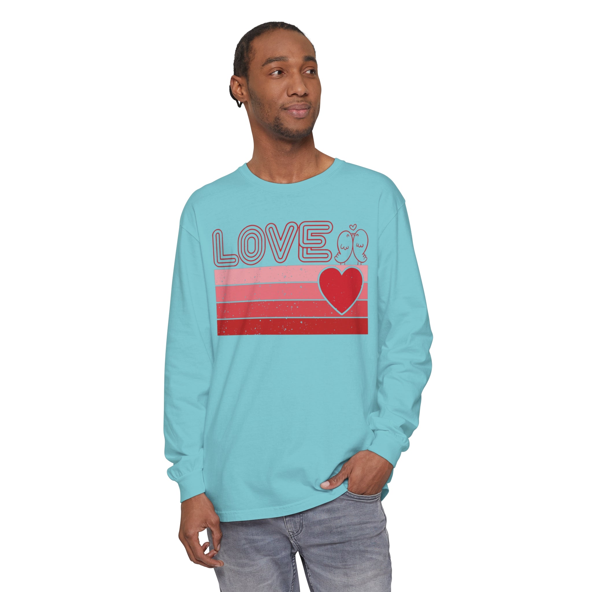 Retro Love Valentines Day Long Sleeve T-Shirt, Valentines Day Shirts For Woman, Heart Shirt, Cute Valentine Shirt, Valentines Day Gift, Valentines Gift