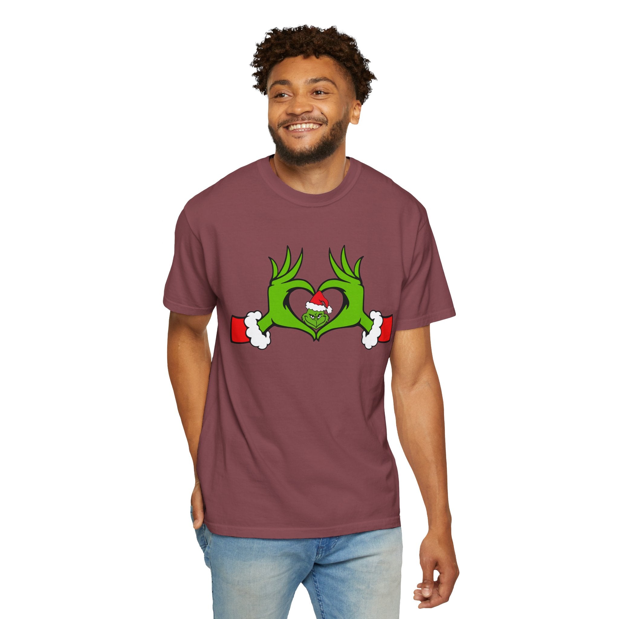 Grinch Heart Hands Graphic Tees, Grinch T-Shirt, Christmas Shirt, Xmas Clothing, Holiday T Shirts, Christmas Gifts, Christmas Party Shirt, Grinchmas T-shirt