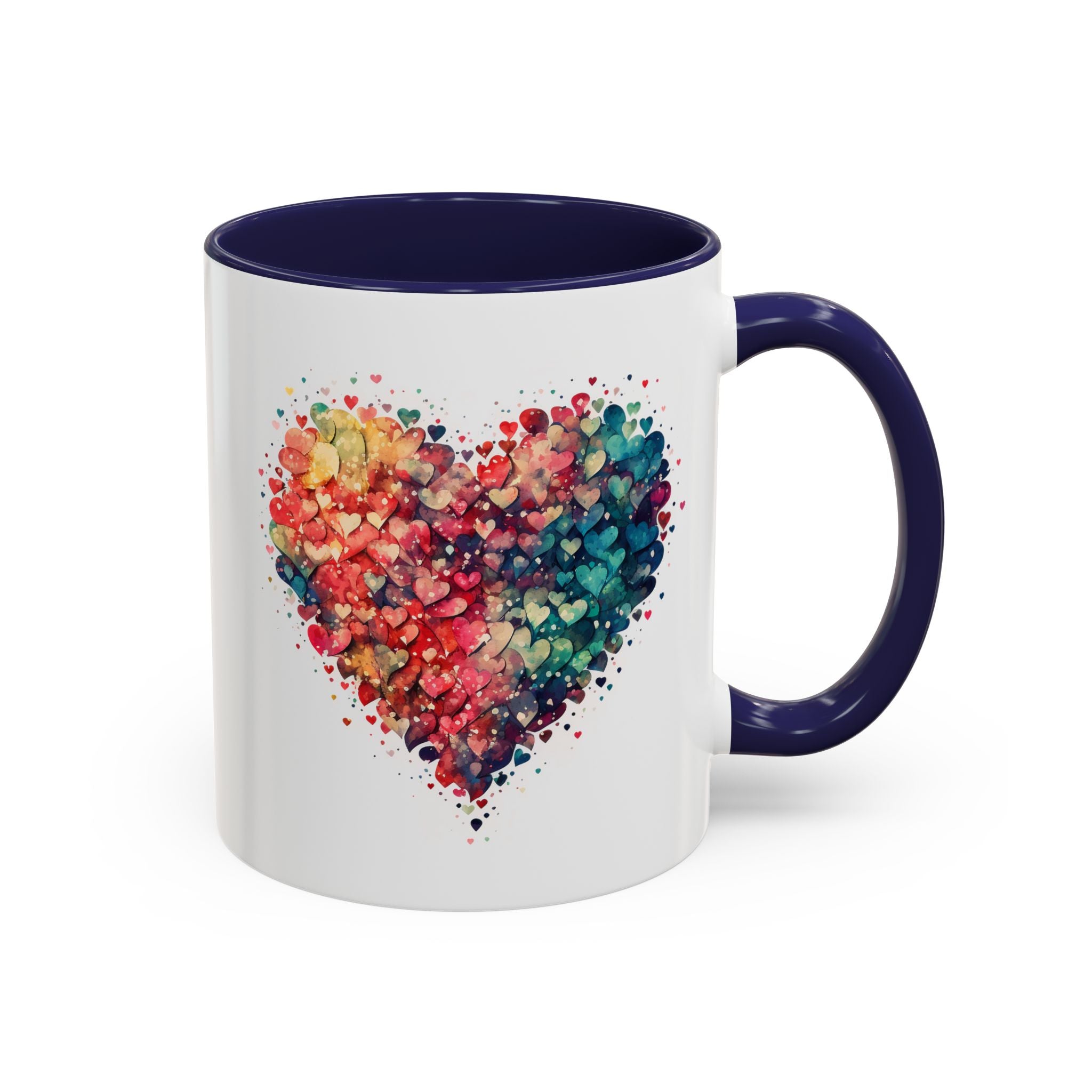 Watercolor Heart Coffee Mug, Heart Mug, Two-Tone Coffee Mugs, 11oz & 15oz Mug, Watercolor Heart Mug