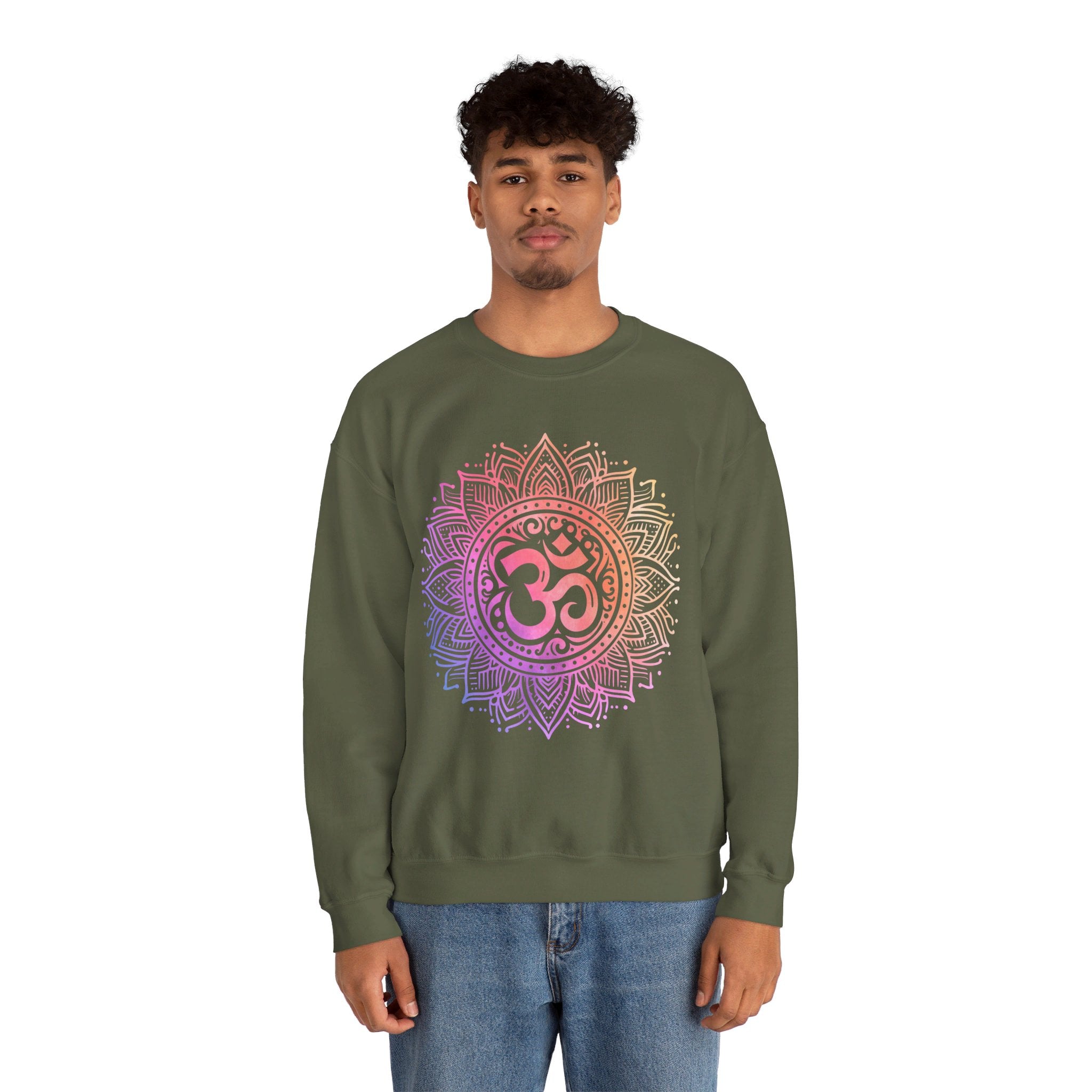 Om Mandala Sacred Geometry Sweatshirt Yoga Art Meditation Mindfulness Gift Boho Aesthetic Clothing