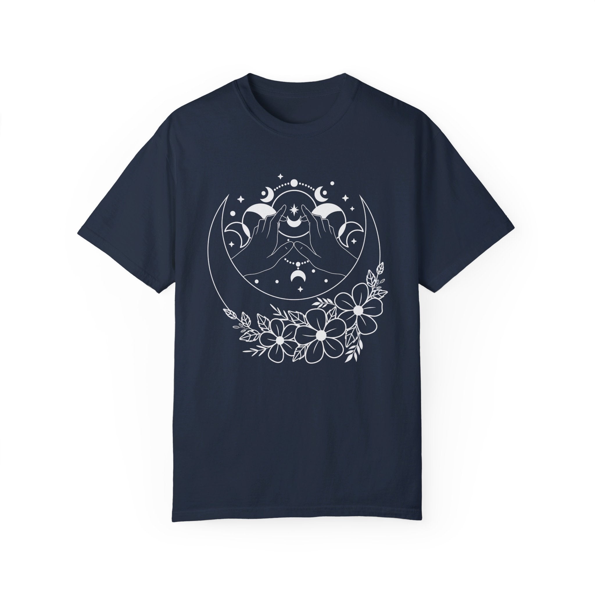 Mystical Moon Phase Witch Hands Shirt, Moon Phase T-Shirt, Celestial Shirt, Floral Moon Phase Tee, Boho Shirt, Moon Gift Shirt For Woman