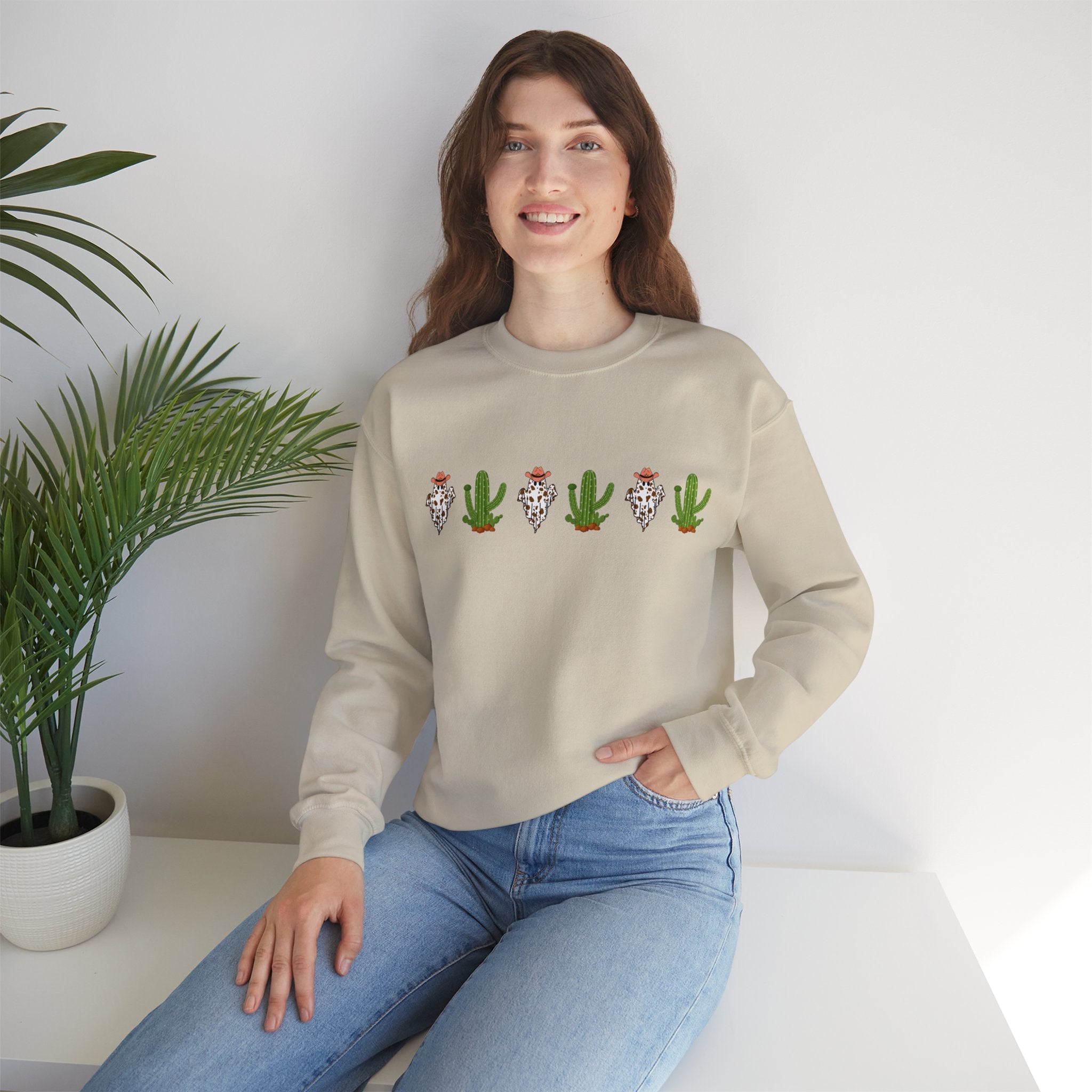 Halloween Cactus Sweatshirt, Ghost Cactus Shirt, Halloween Planter, Halloween Sweatshirt, Fall Shirt, Autumn Shirt, Witch Hoodie, Saguaro