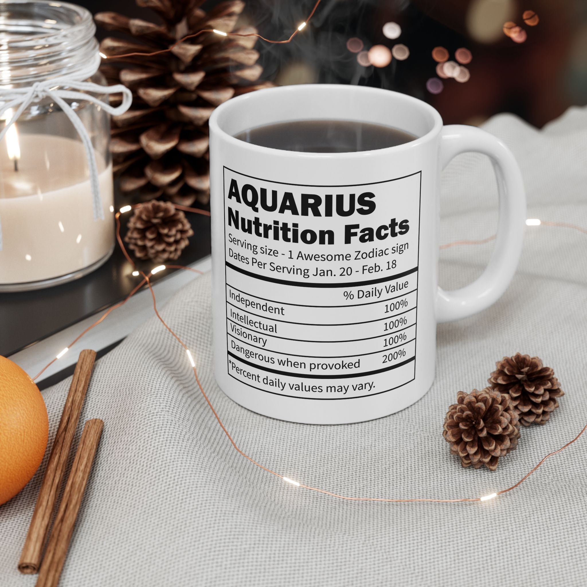 Aquarius Zodiac Mug, Aquarius Mug, Aquarius Birthday Gift, Aquarius Nutrition Facts, Horoscope Mugs, Astrology Gift